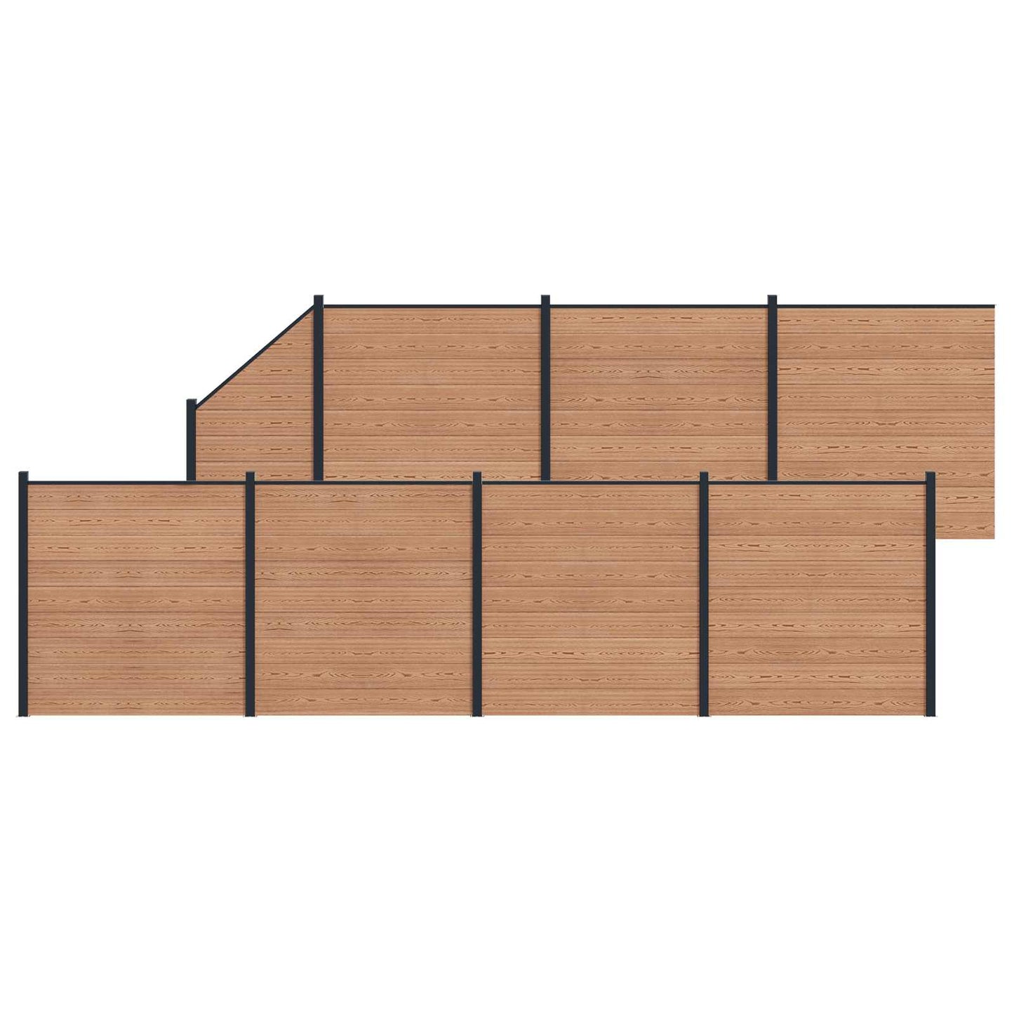 Fence Panel 8 pcs WPC and Aluminium Brown