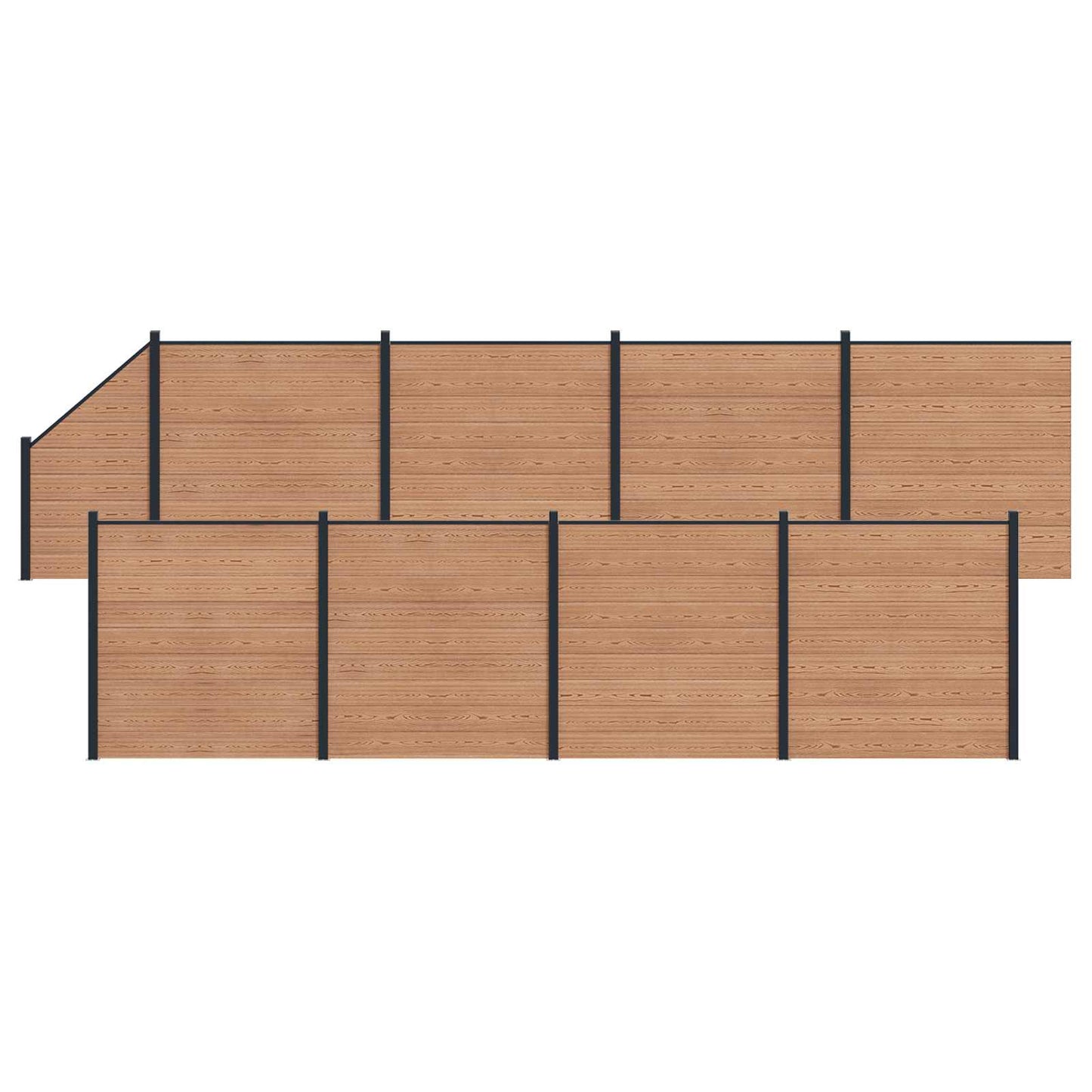 Fence Panel 9 pcs WPC and Aluminium Brown