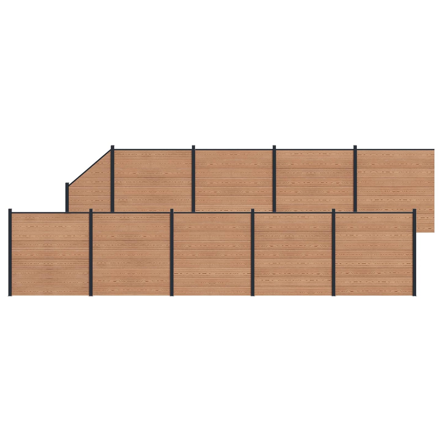 Fence Panel 10 pcs WPC and Aluminium Brown