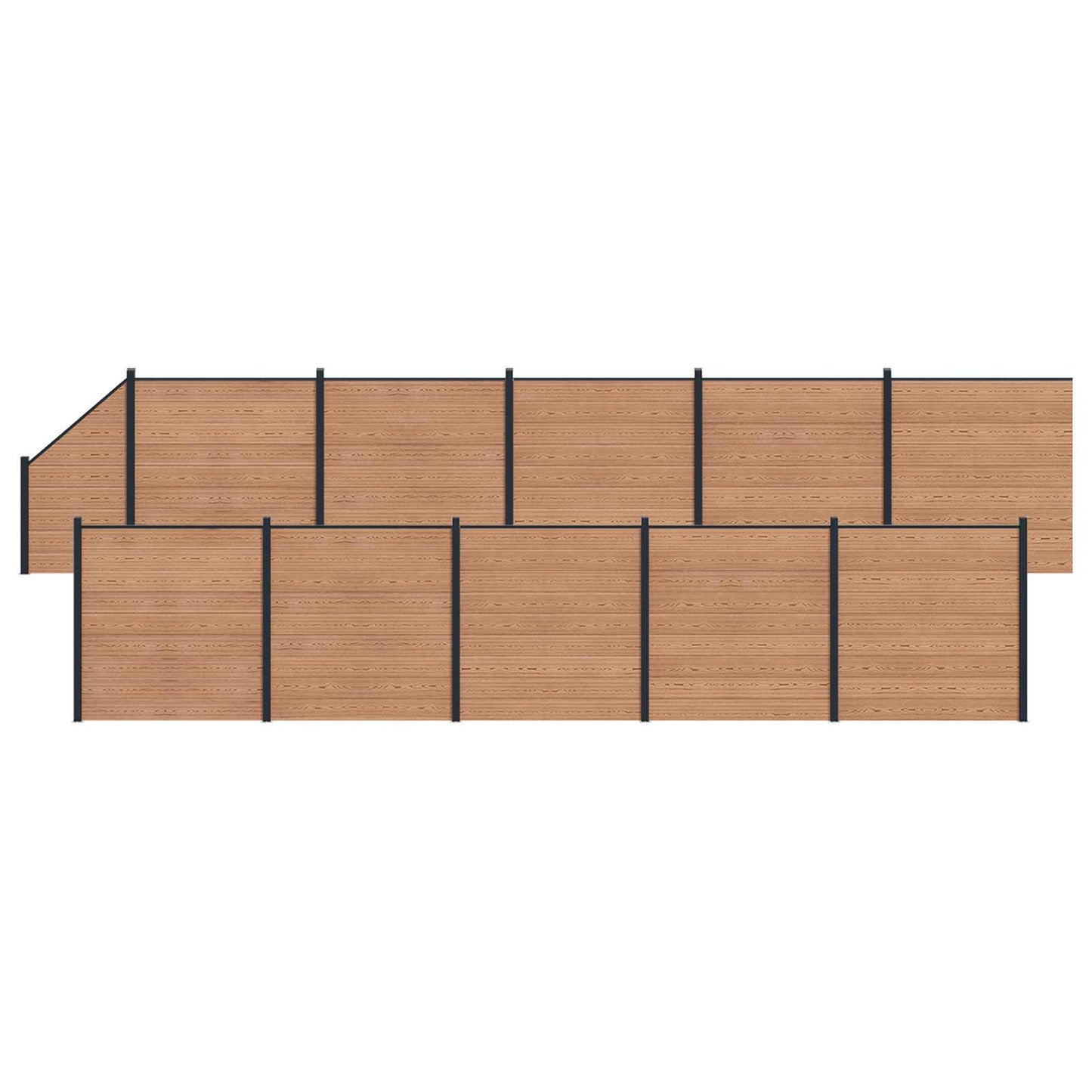 Fence Panel 11 pcs WPC and Aluminium Brown