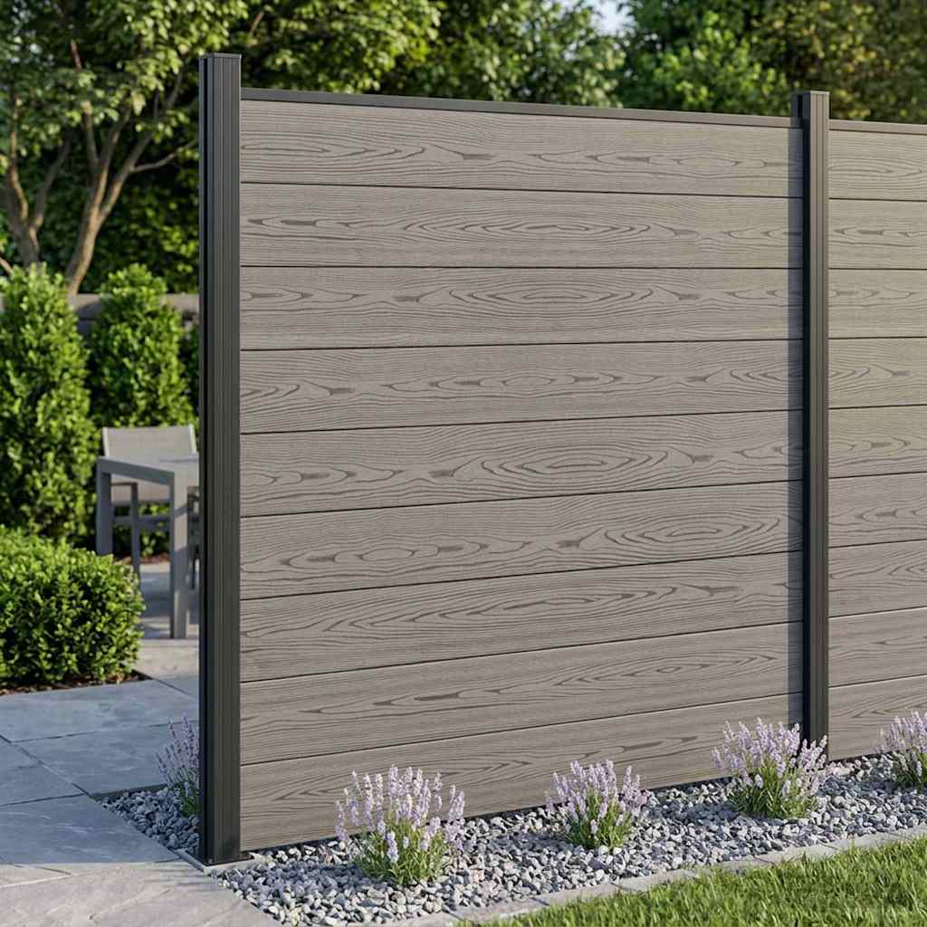 Fence Set 180 x 186 cm WPC and Aluminium Grey