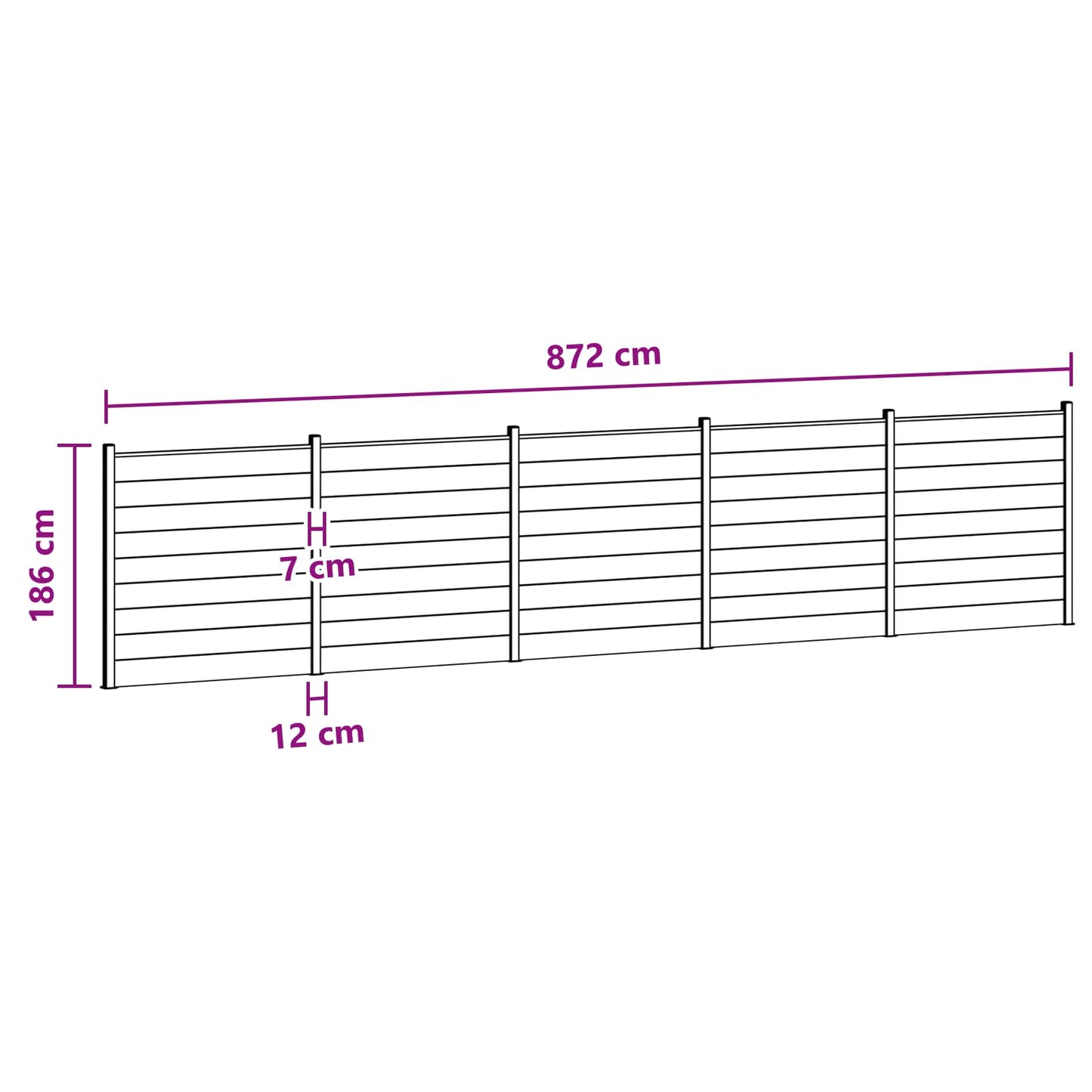 Fence Panel 5 pcs WPC and Aluminium Grey