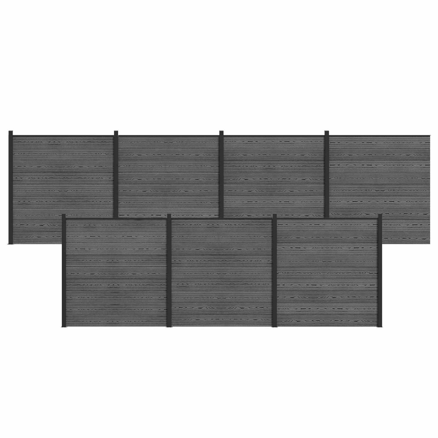 Fence Panel 7 pcs WPC and Aluminium Grey