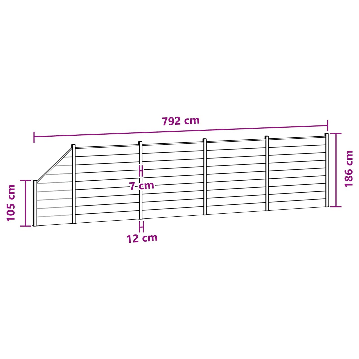 Fence Panel 5 pcs WPC and Aluminium Grey