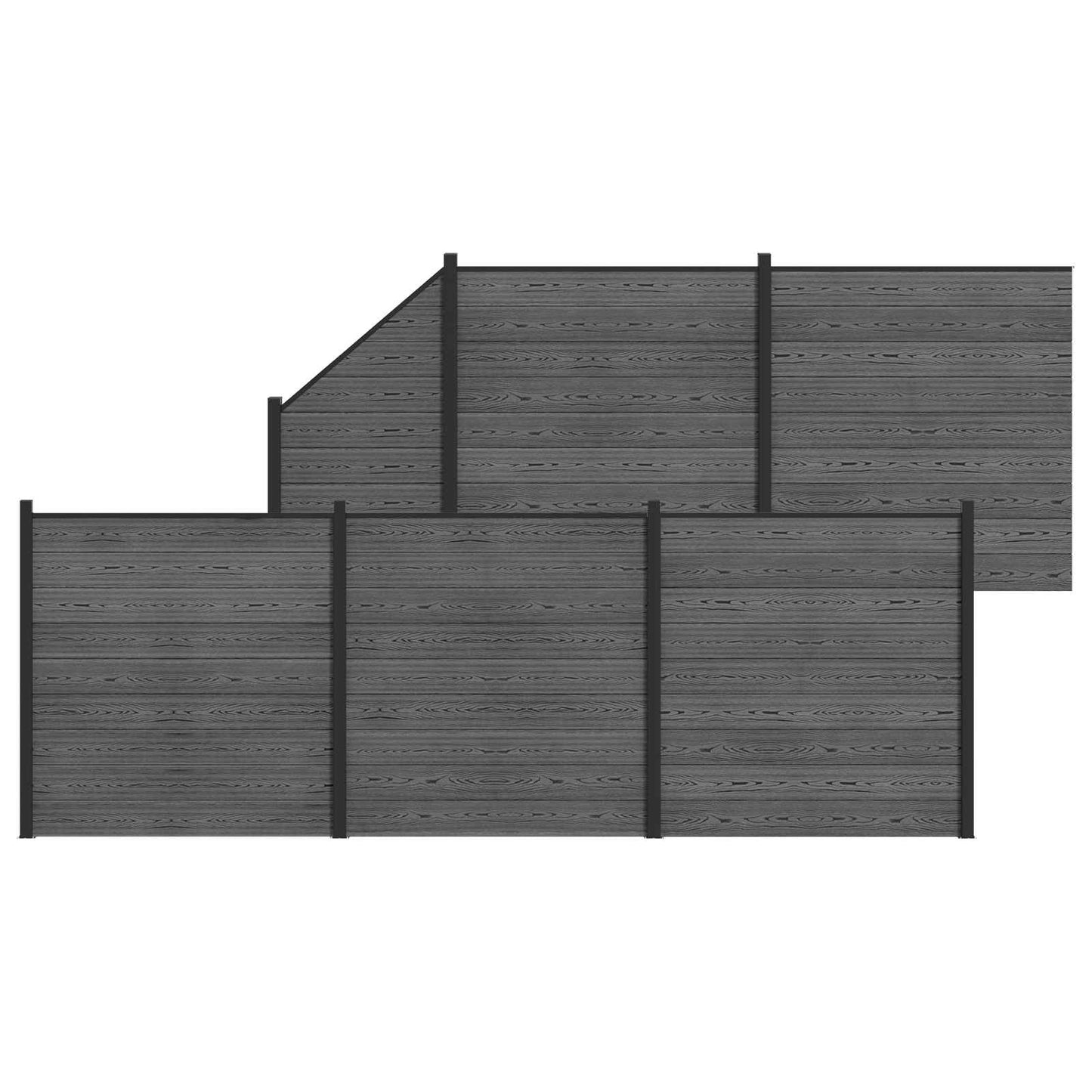 Fence Panel 6 pcs WPC and Aluminium Grey
