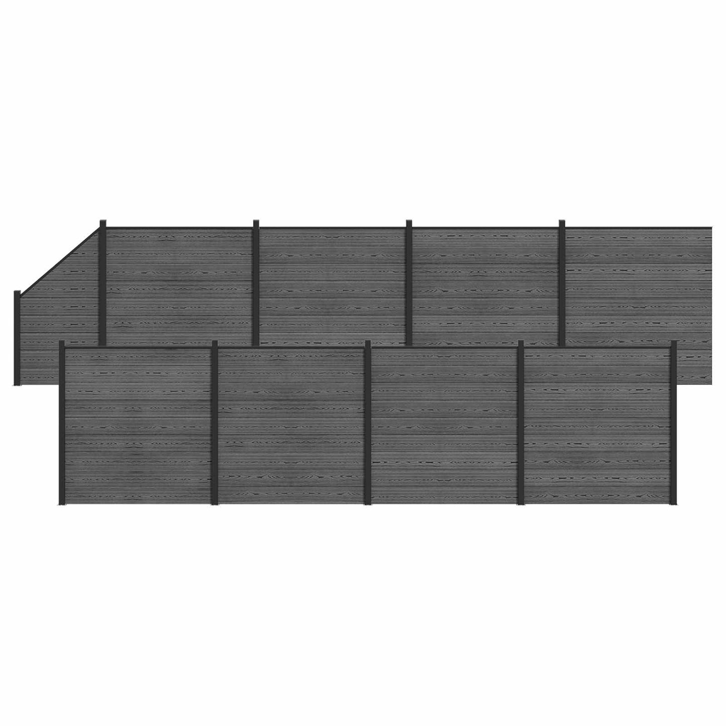 Fence Panel 9 pcs WPC and Aluminium Grey