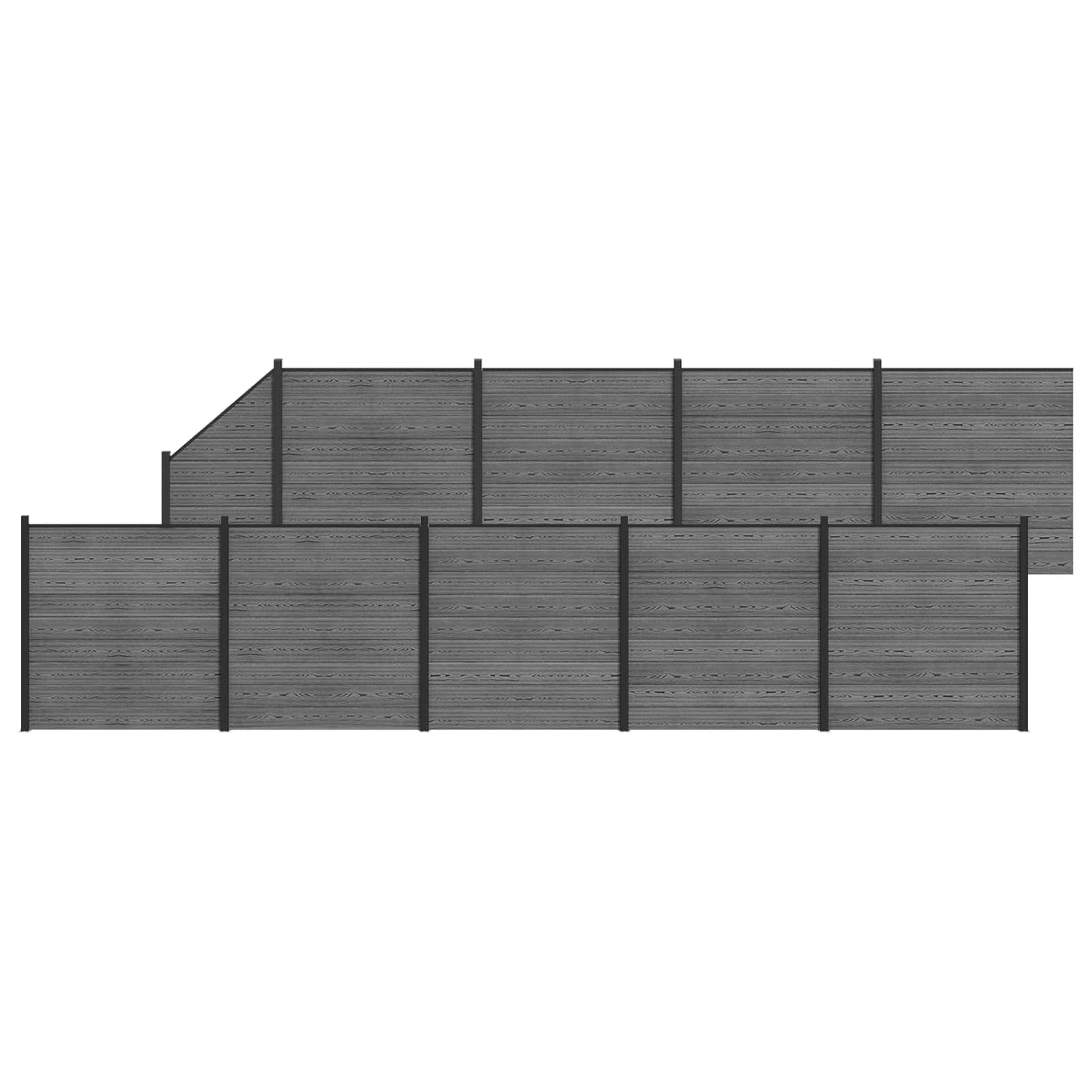 Fence Panel 10 pcs WPC and Aluminium Grey