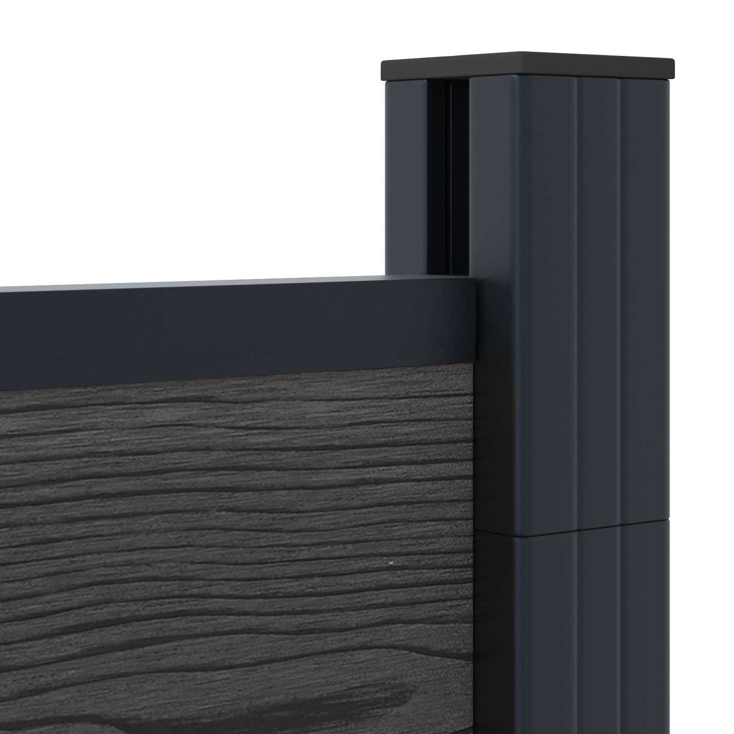 Fence Panel 2 pcs WPC and Aluminium Black