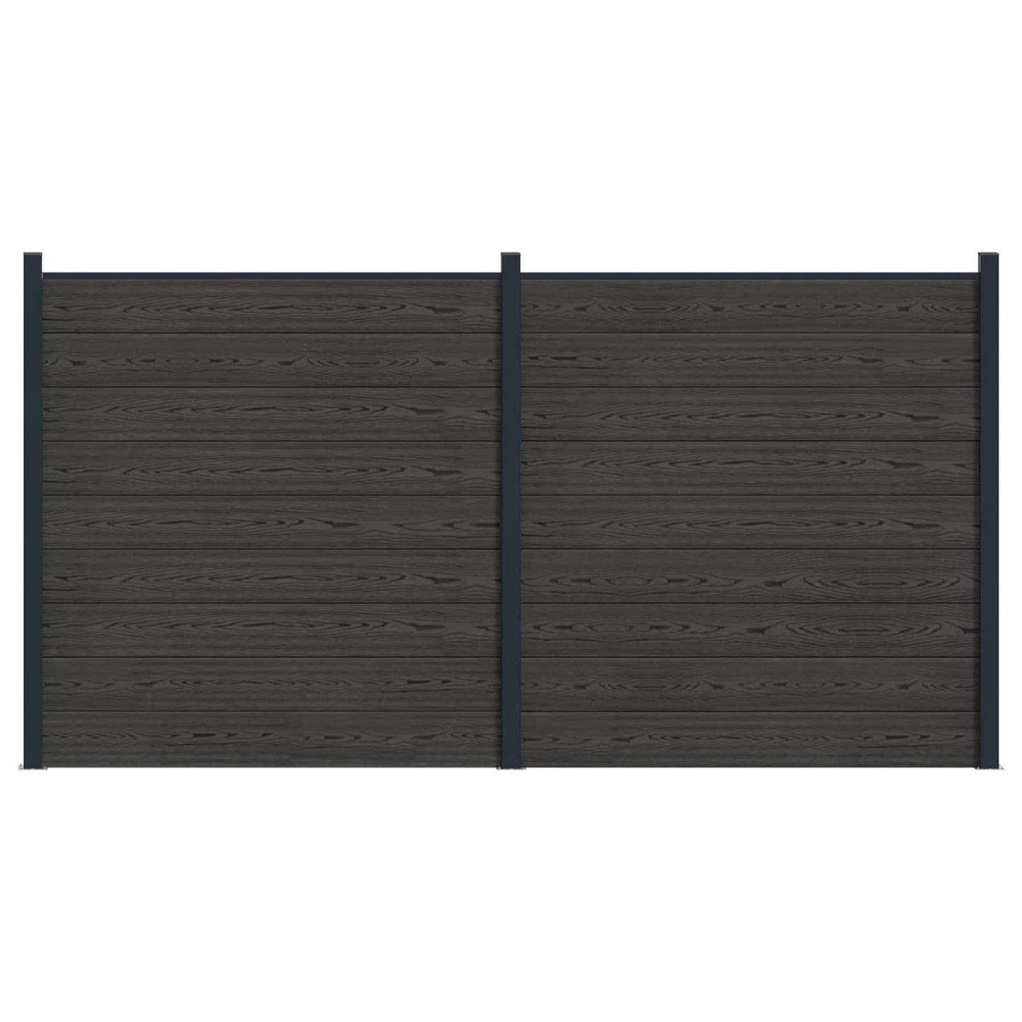 Fence Panel 2 pcs WPC and Aluminium Black