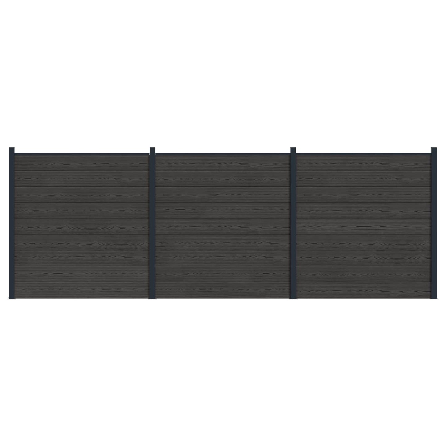 Fence Panel 3 pcs WPC and Aluminium Black