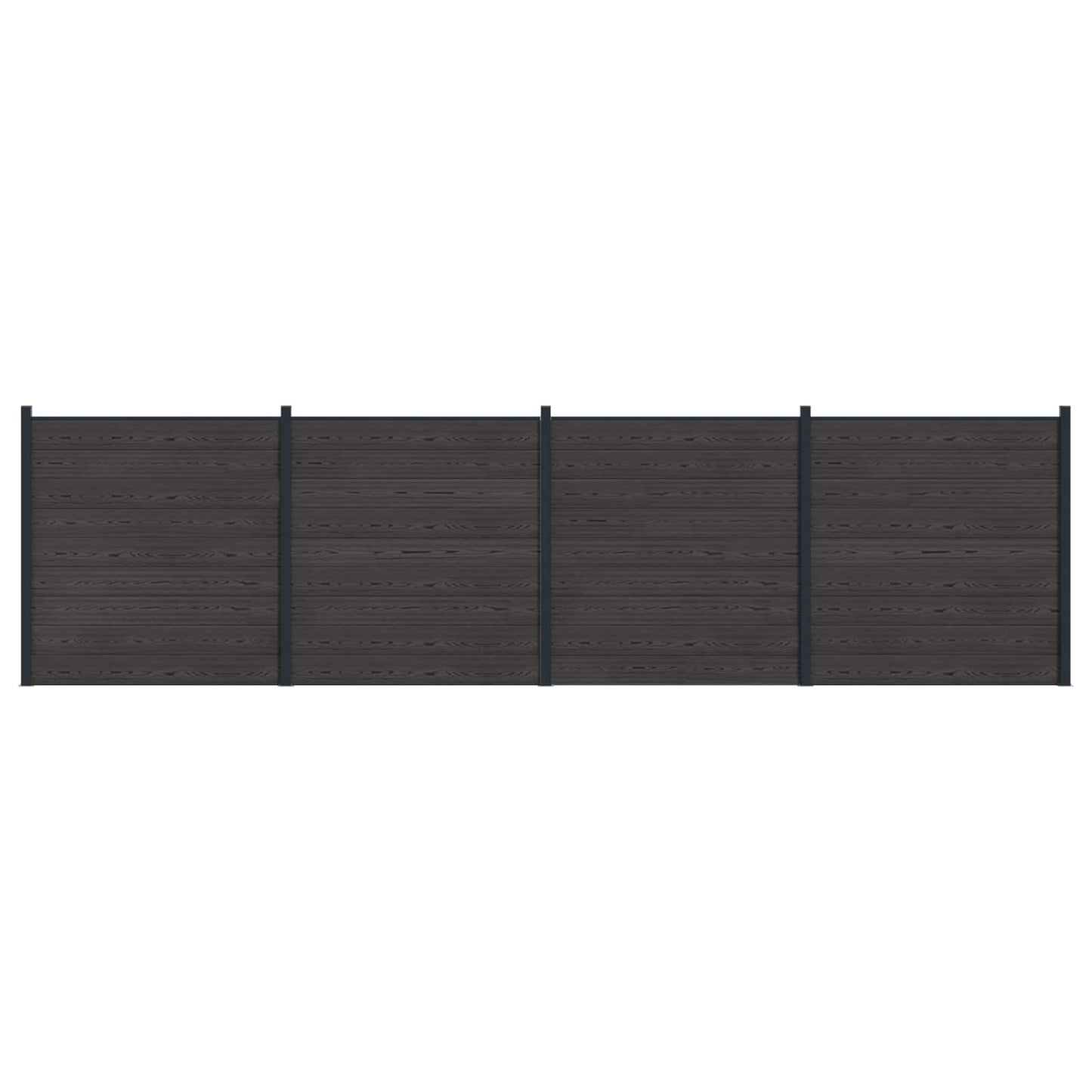 Fence Panel 4 pcs WPC and Aluminium Black
