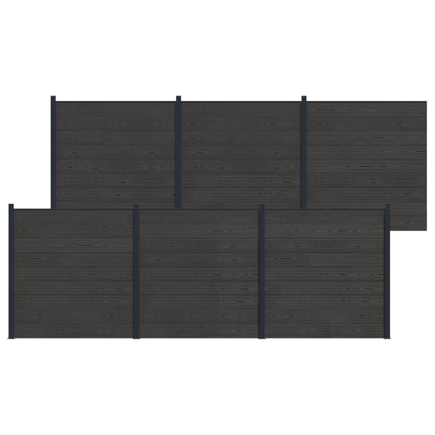 Fence Panel 6 pcs WPC and Aluminium Black