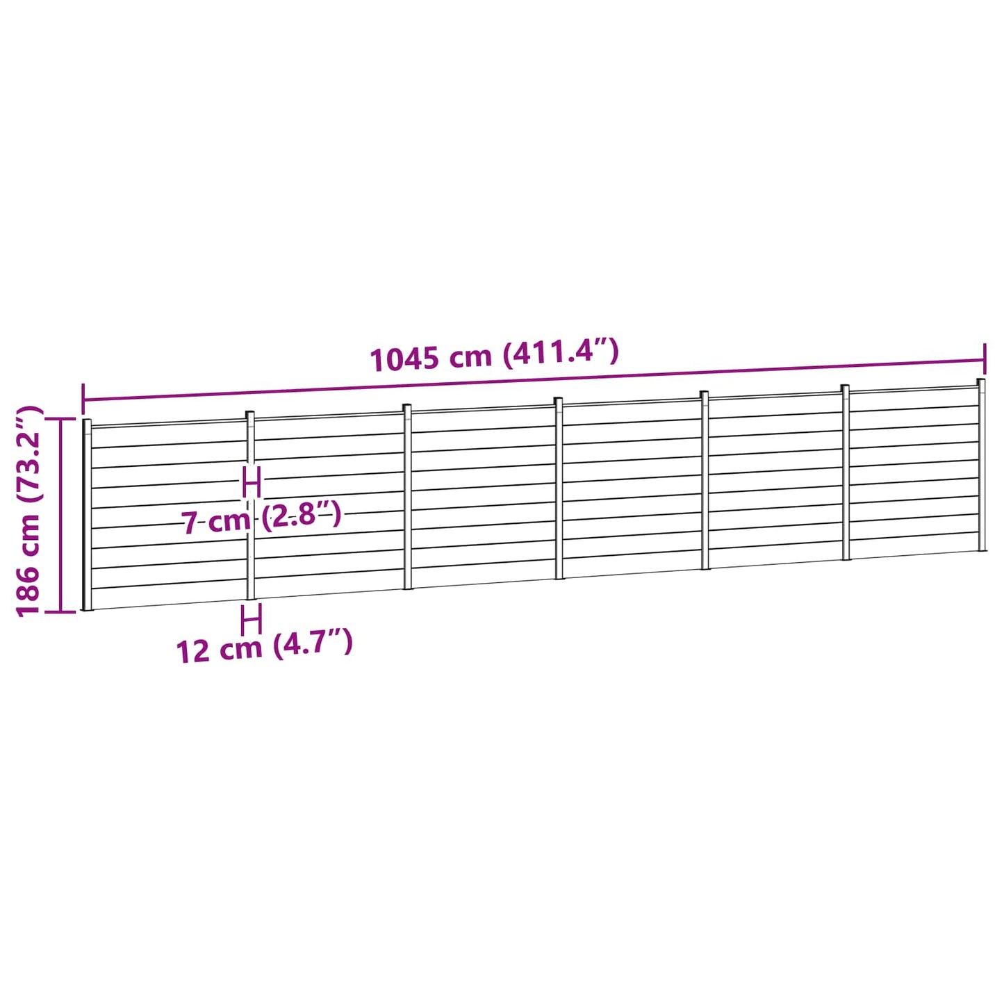 Fence Panel 6 pcs WPC and Aluminium Black