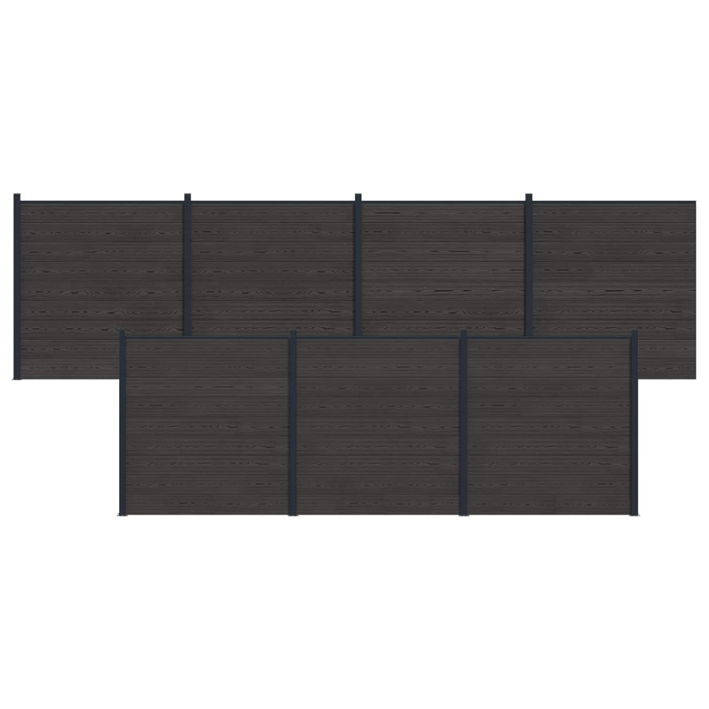 Fence Panel 7 pcs WPC and Aluminium Black