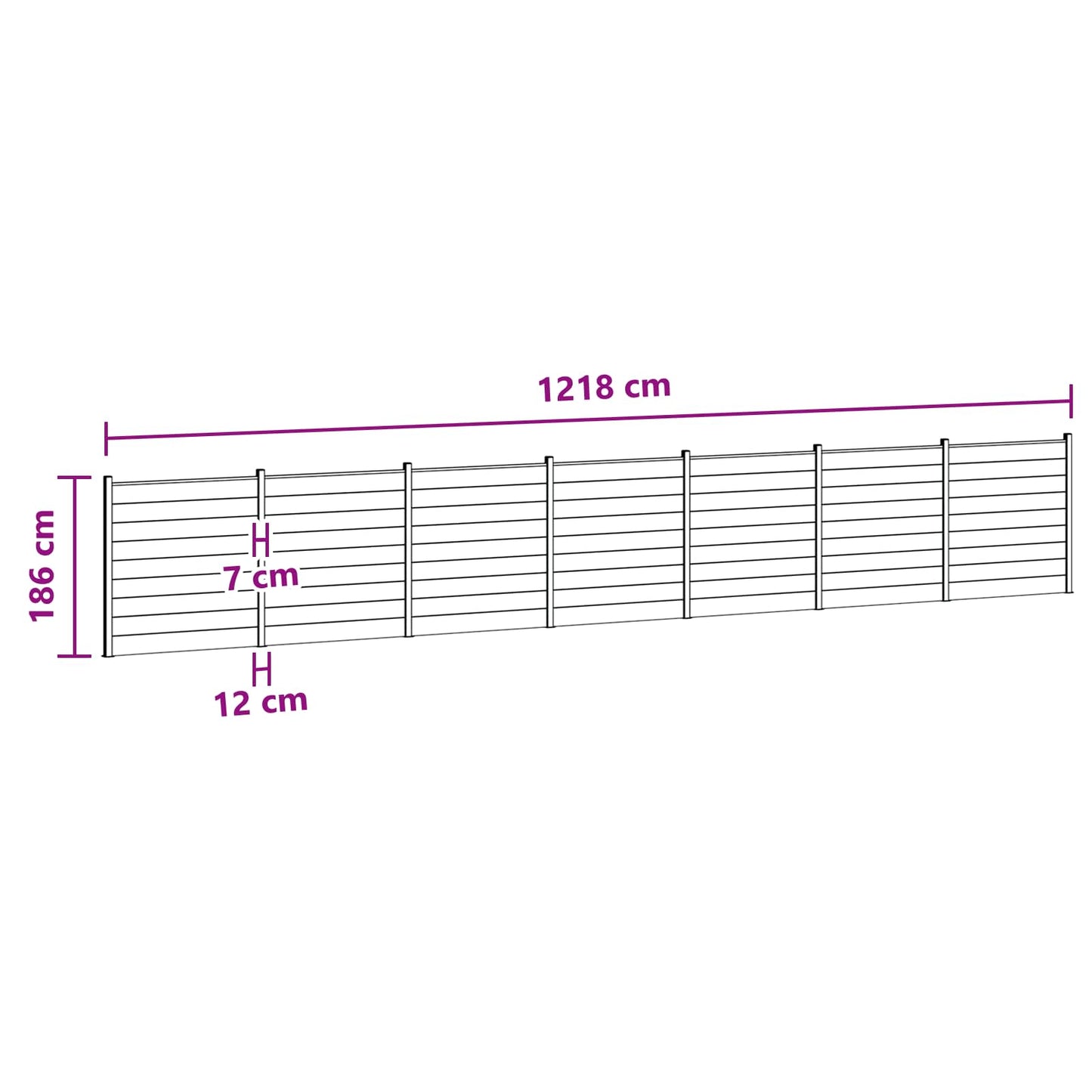 Fence Panel 7 pcs WPC and Aluminium Black