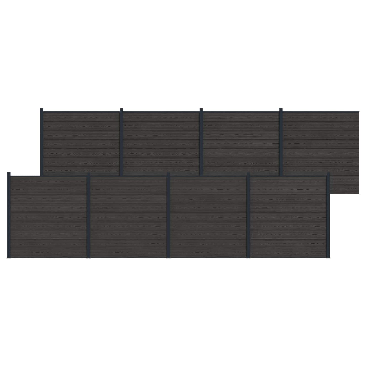 Fence Panel 8 pcs WPC and Aluminium Black