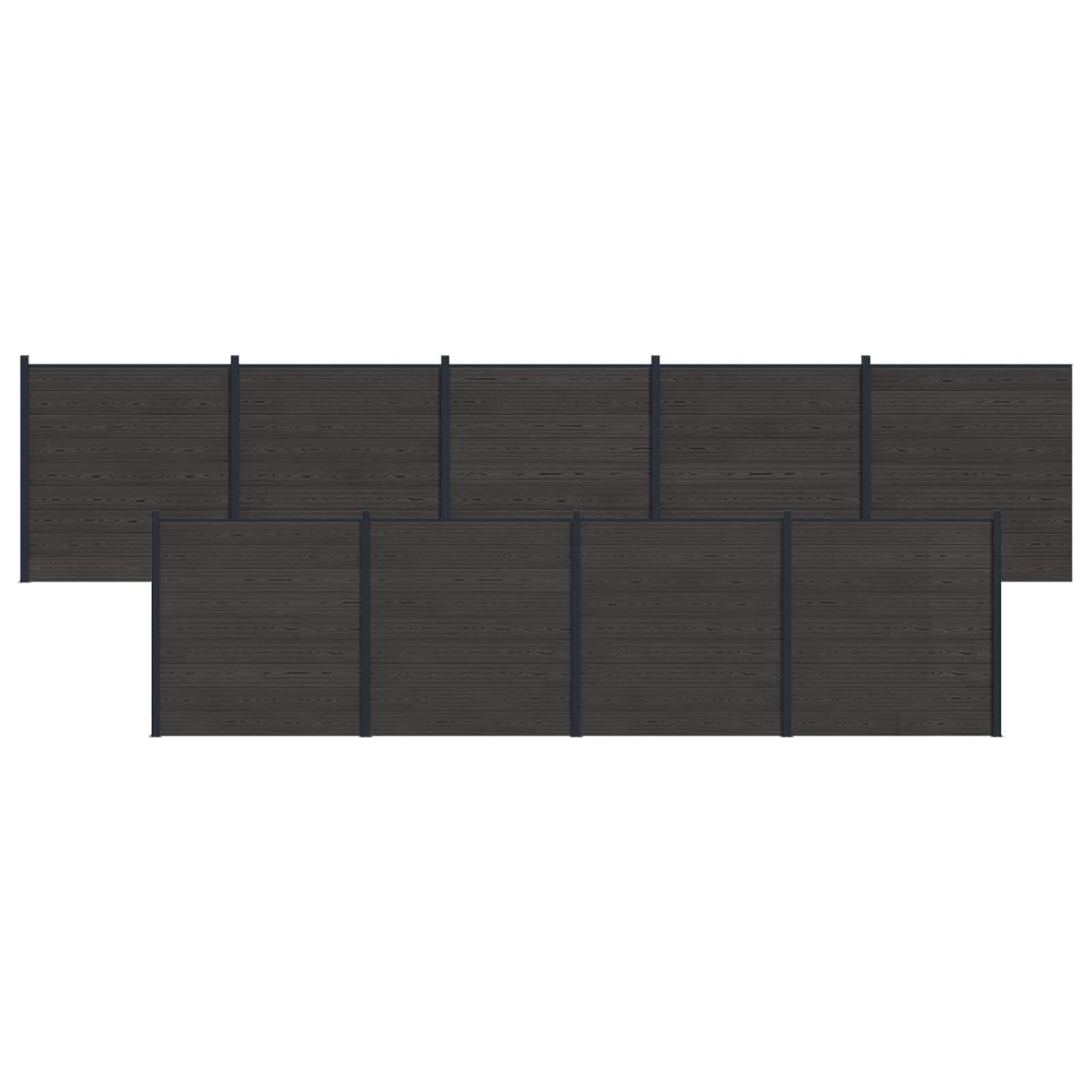 Fence Panel 9 pcs WPC and Aluminium Black
