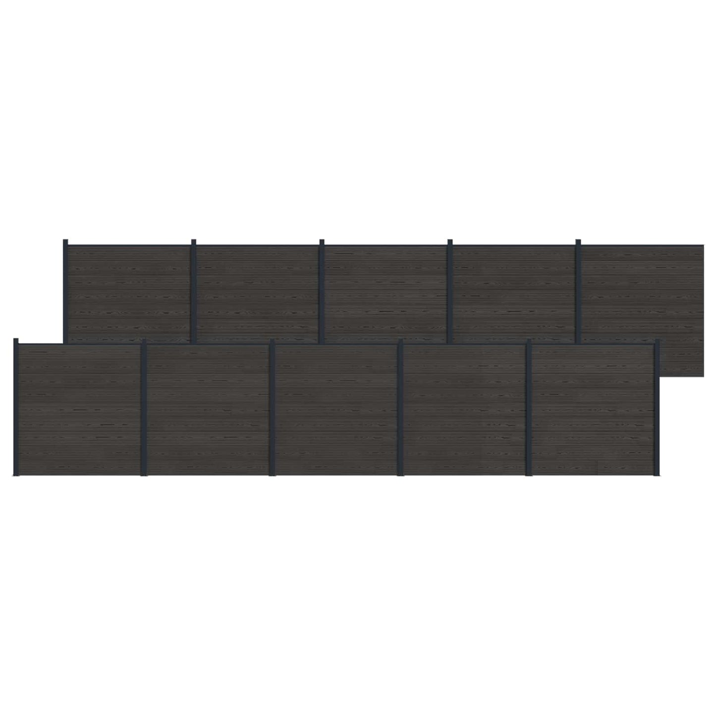 Fence Panel 10 pcs WPC and Aluminium Black