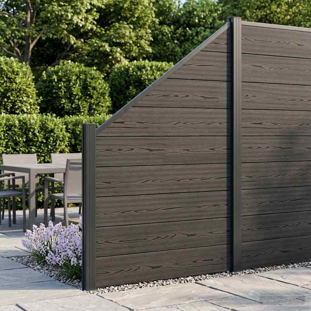 Fence Set 9 pcs 1484 x 186 cm WPC and Aluminium Black