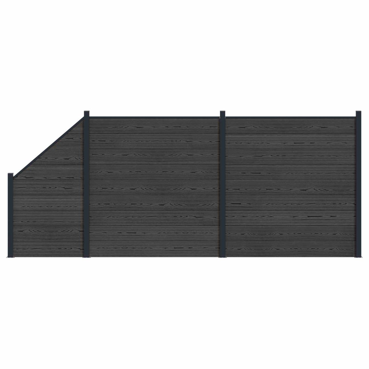Fence Panel 3 pcs WPC and Aluminium Black
