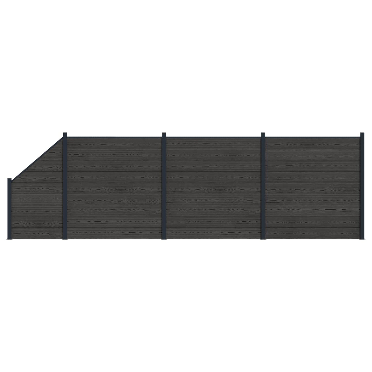 Fence Panel 4 pcs WPC and Aluminium Black