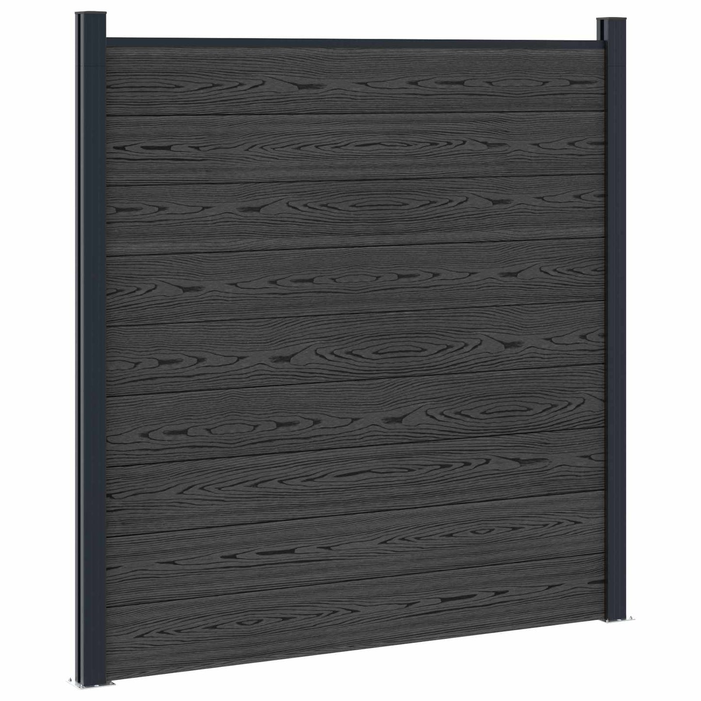 Fence Panel 5 pcs WPC and Aluminium Black