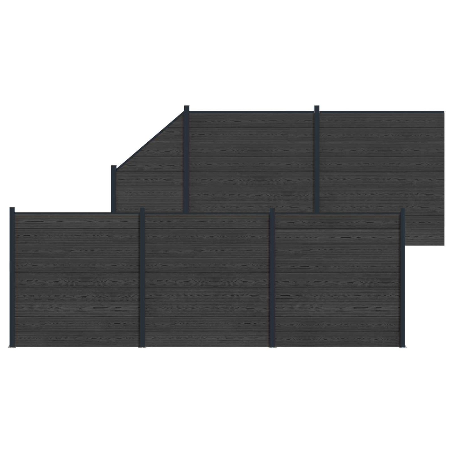 Fence Panel 6 pcs WPC and Aluminium Black