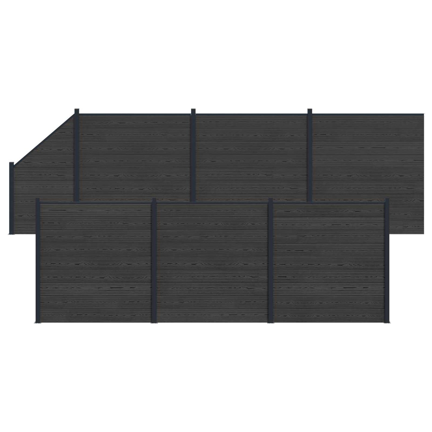 Fence Panel 7 pcs WPC and Aluminium Black