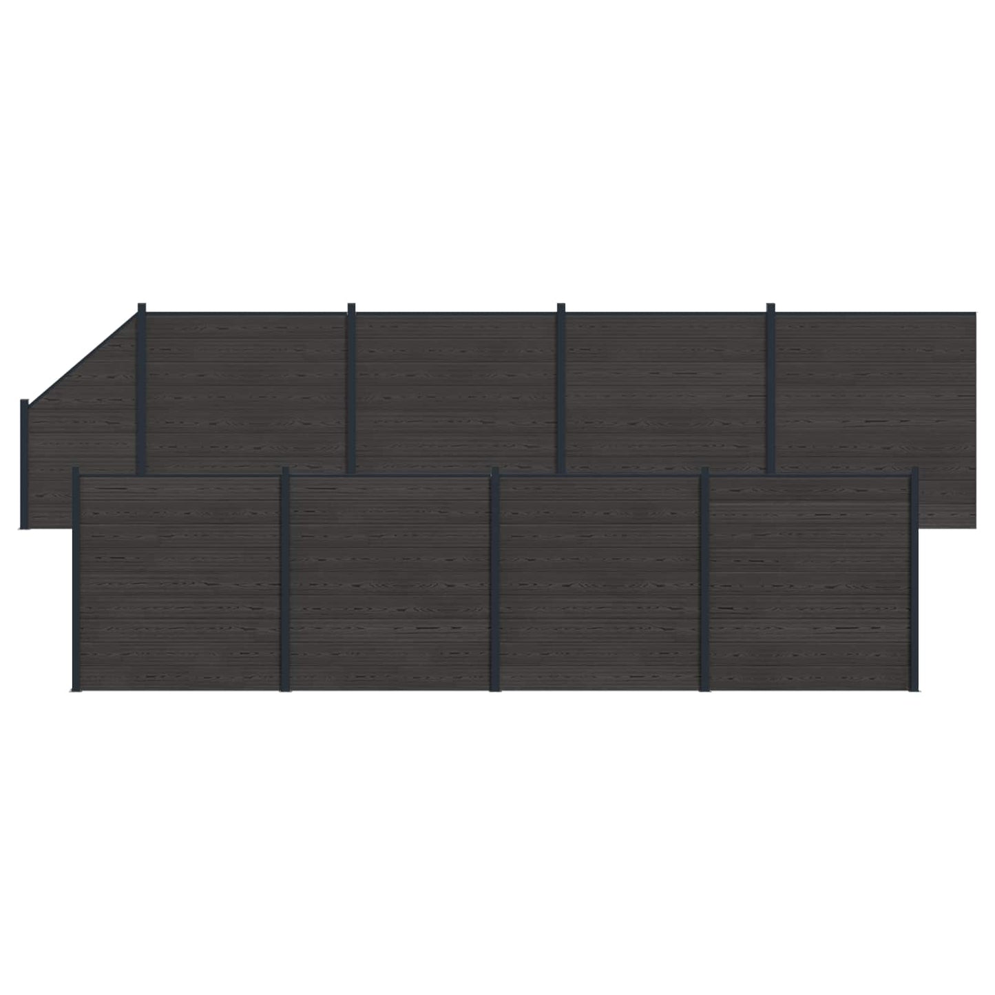 Fence Panel 9 pcs WPC and Aluminium Black