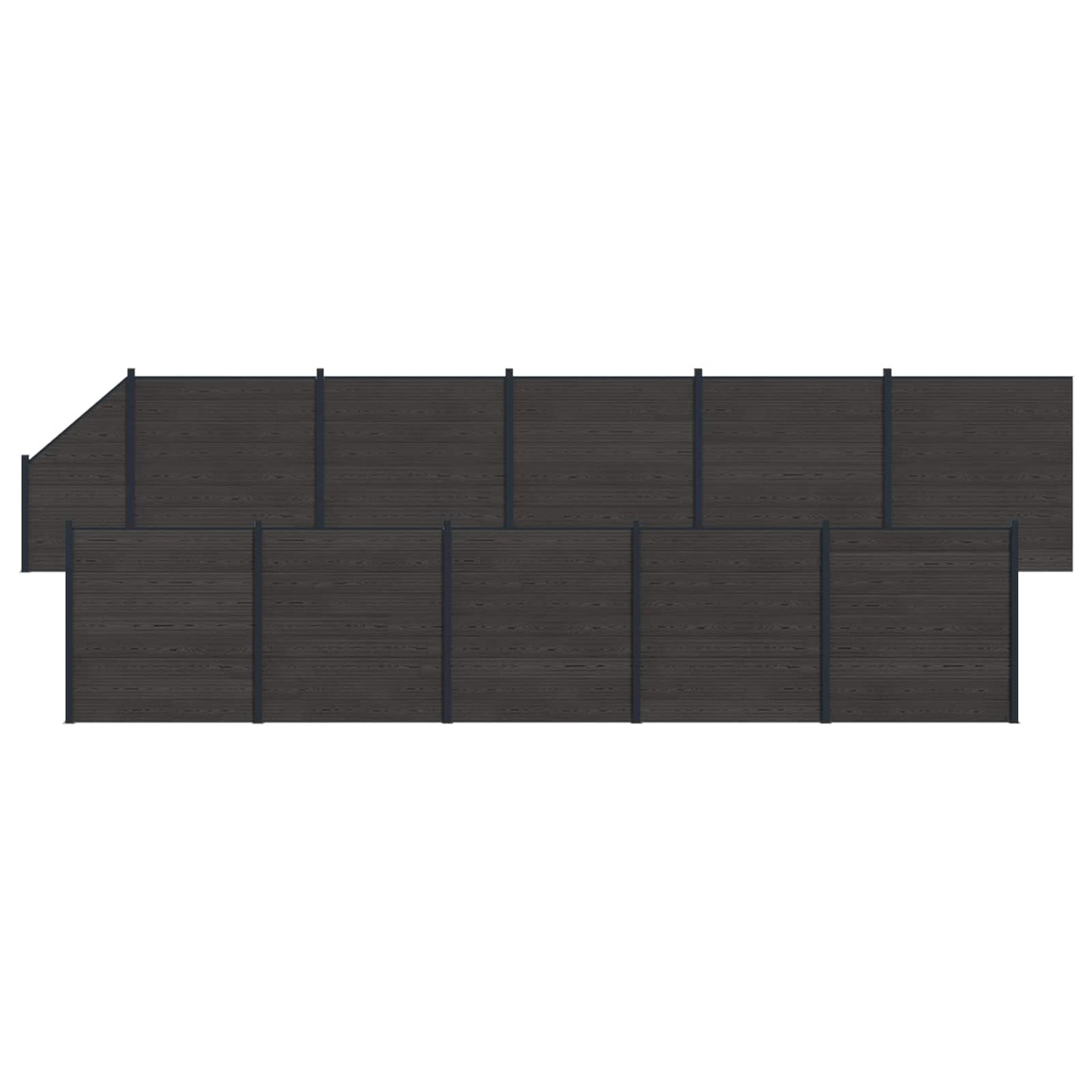 Fence Panel 11 pcs WPC and Aluminium Black