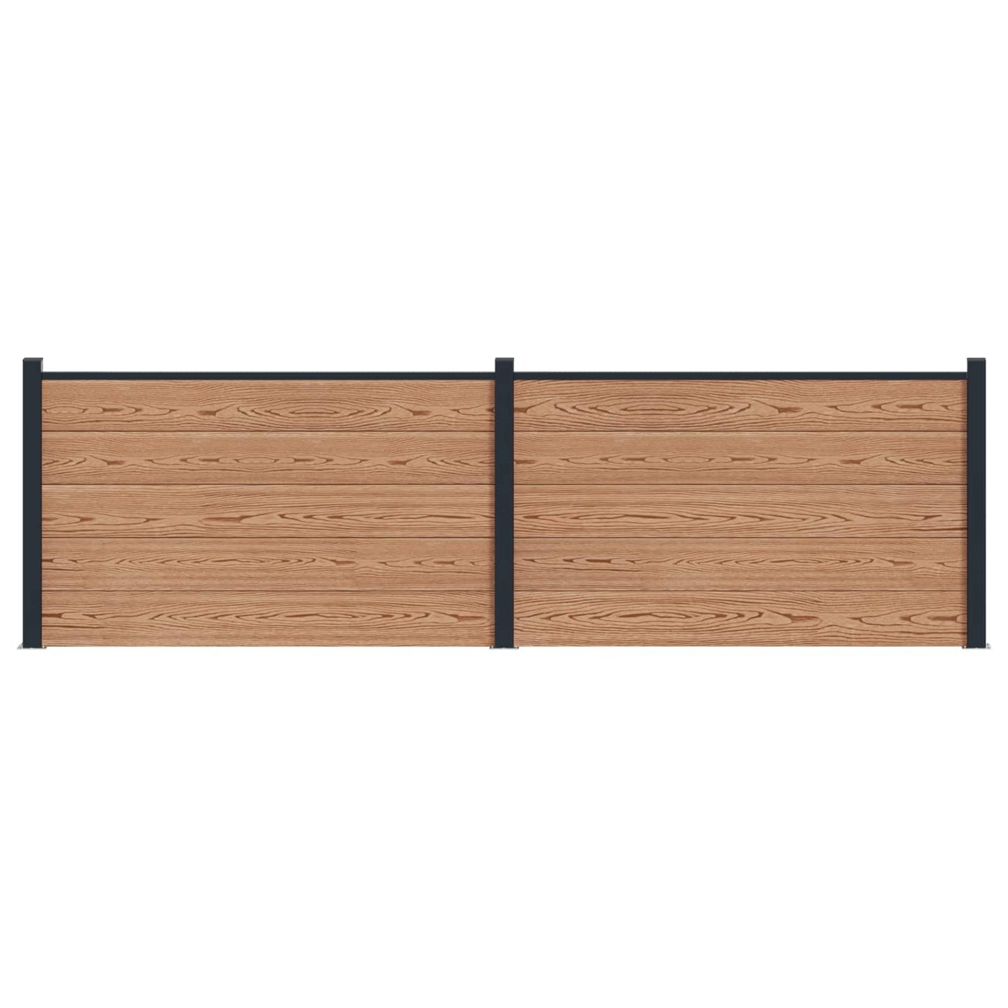 Fence Panel 2 pcs WPC and Aluminium Brown