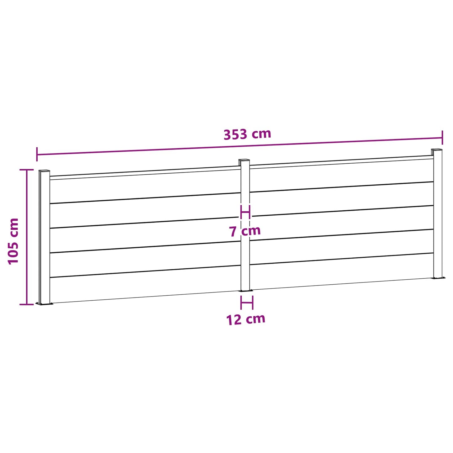 Fence Set 2 pcs 353 x 105 cm WPC and Aluminium Brown