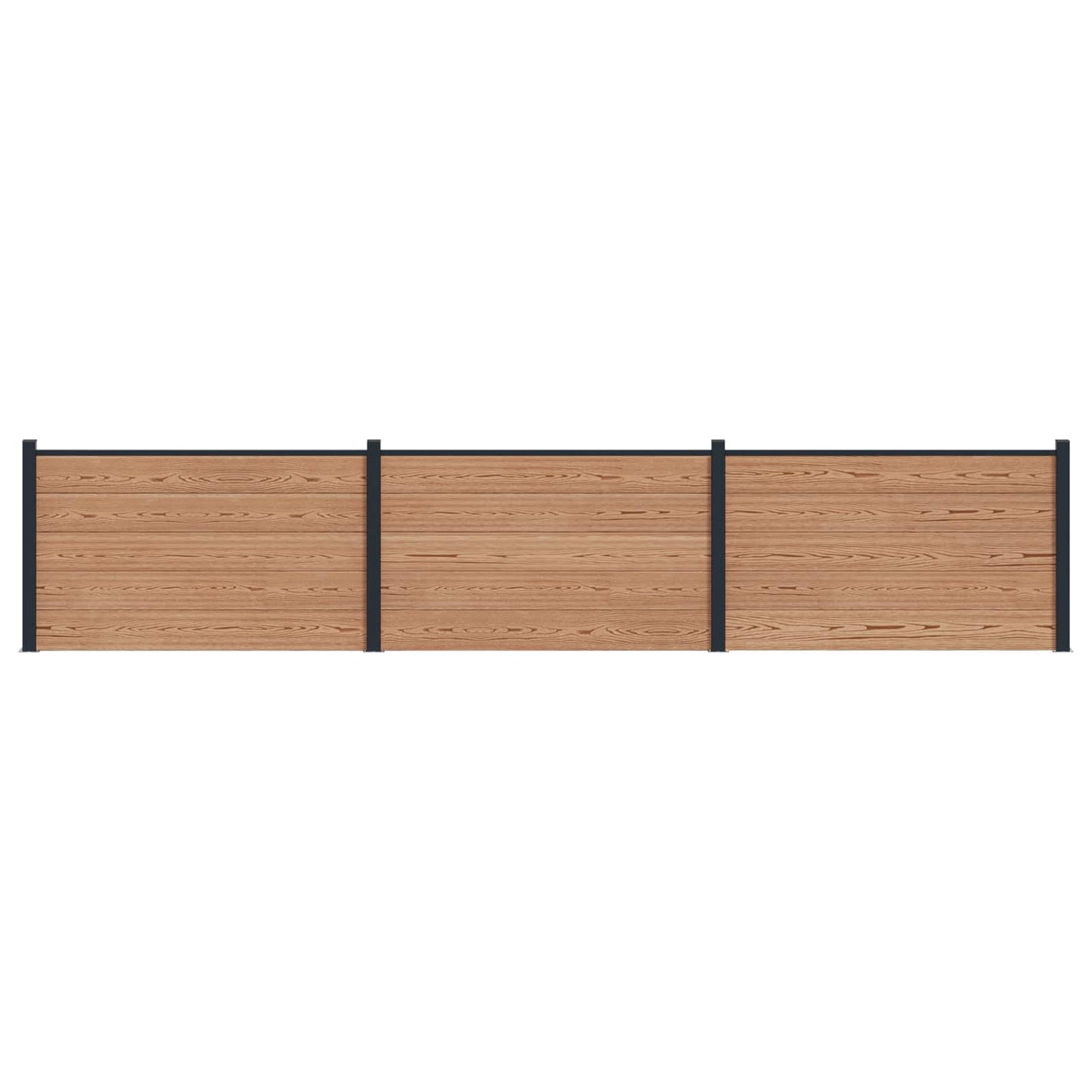 Fence Panel 3 pcs WPC and Aluminium Brown