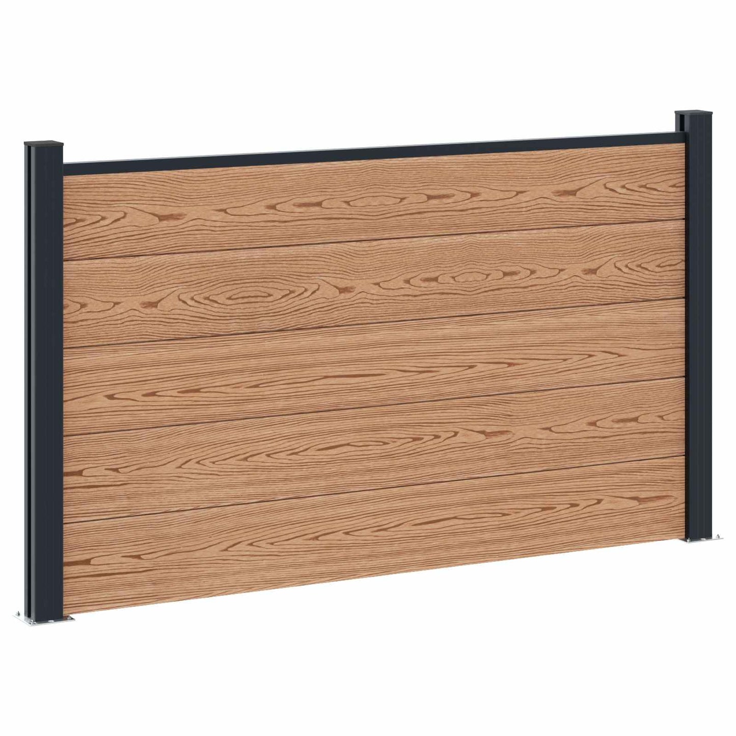 Fence Panel 3 pcs WPC and Aluminium Brown