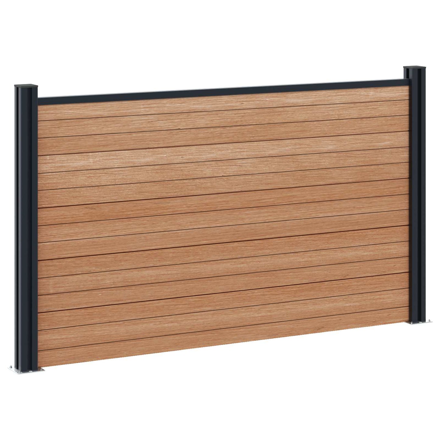 Fence Panel 3 pcs WPC and Aluminium Brown