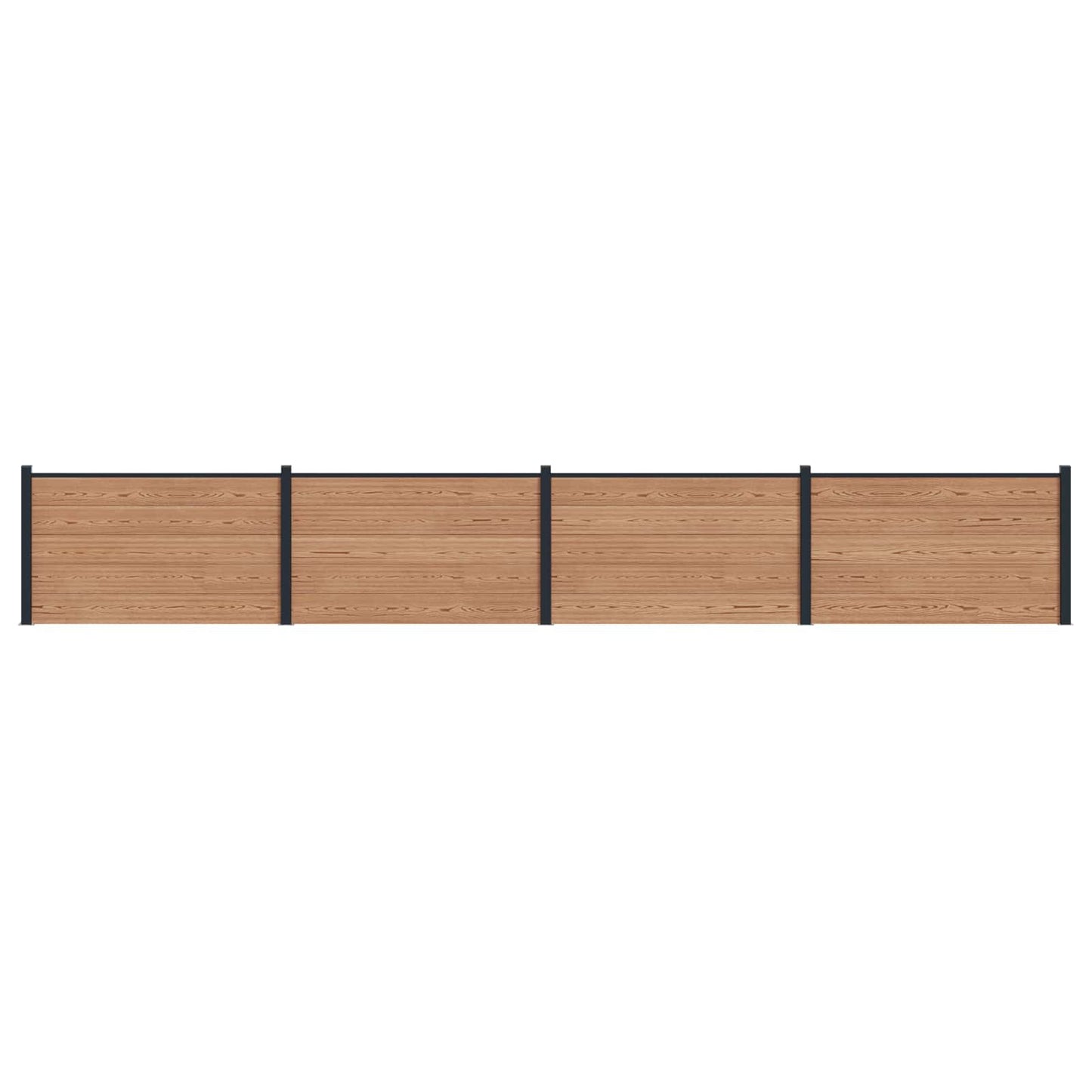 Fence Panel 4 pcs WPC and Aluminium Brown
