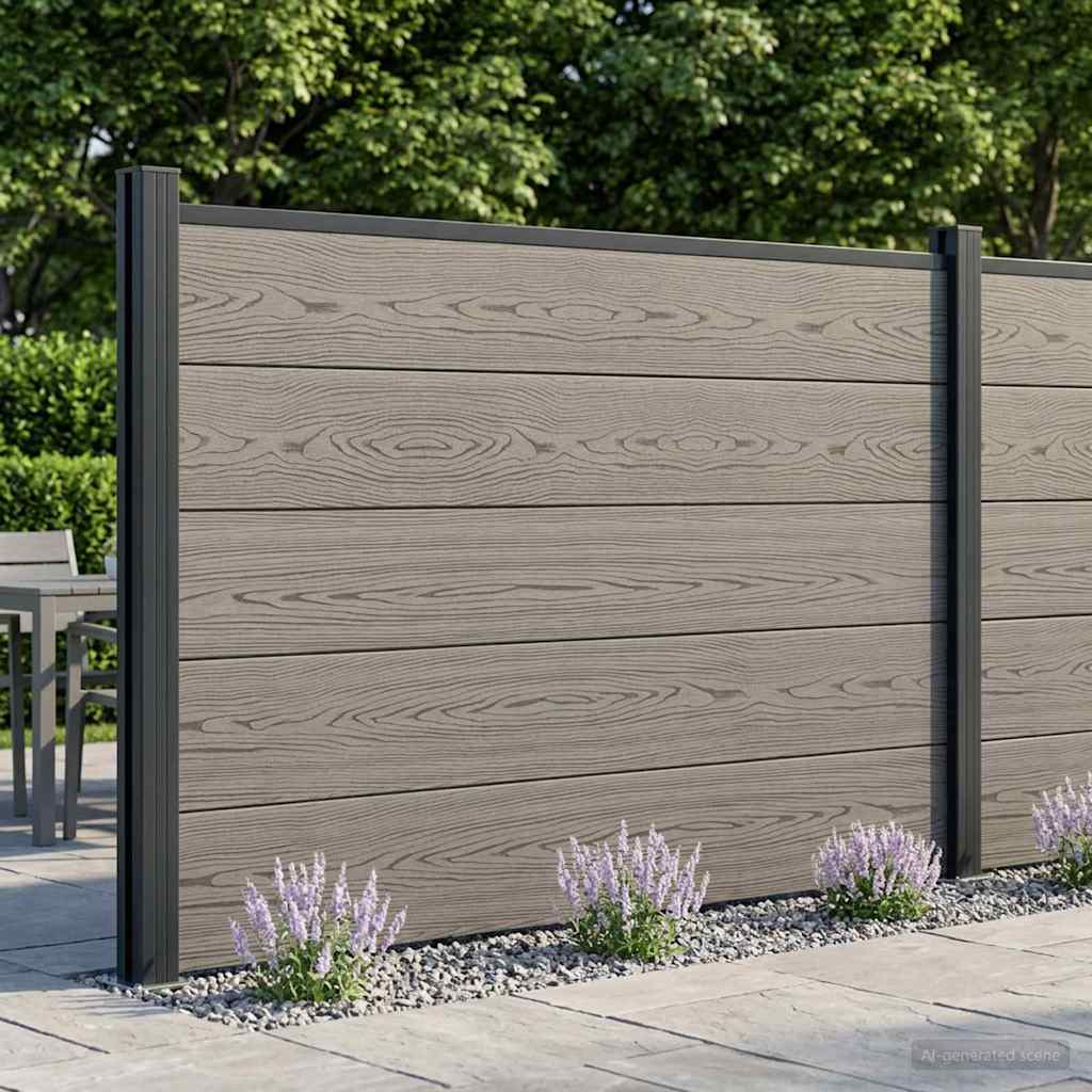 Fence Set 180 x 105 cm WPC and Aluminium Grey