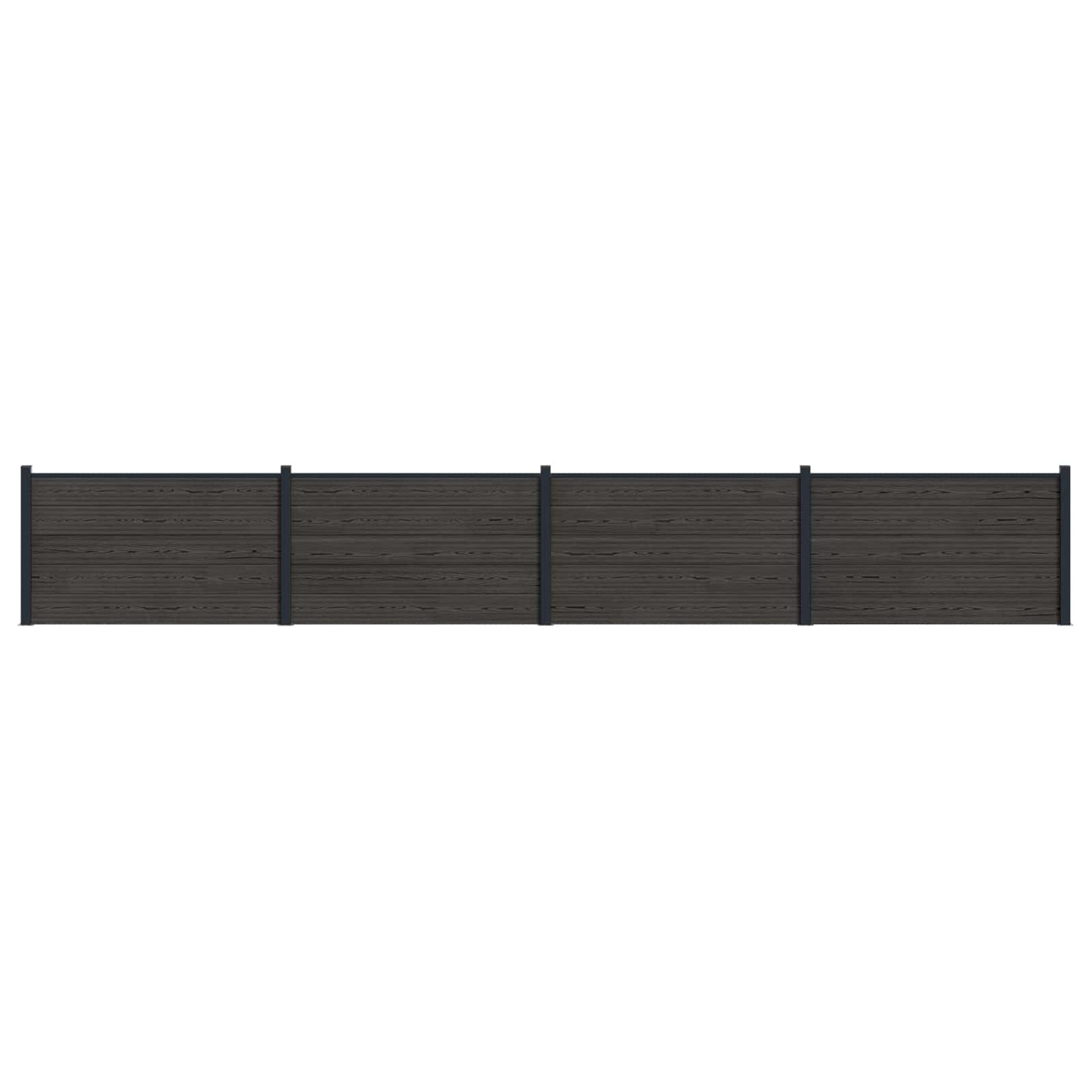 Fence Panel 4 pcs WPC and Aluminium Black