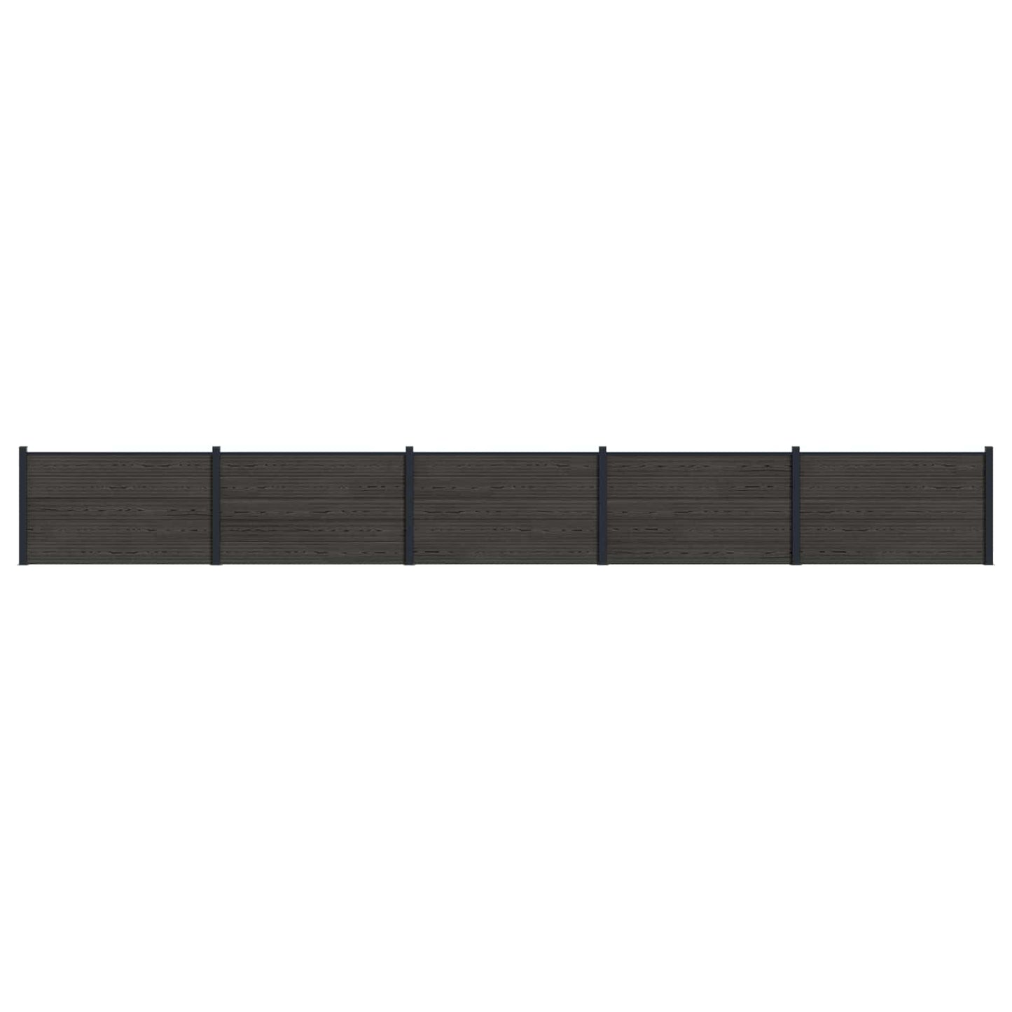 Fence Panel 5 pcs WPC and Aluminium Black