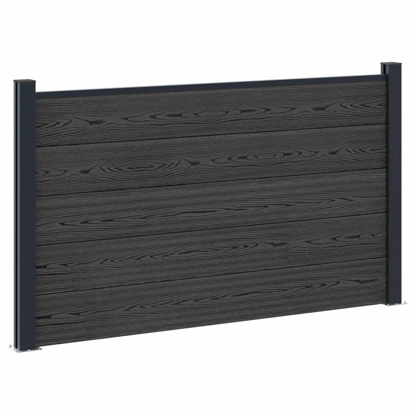Fence Panel 5 pcs WPC and Aluminium Black