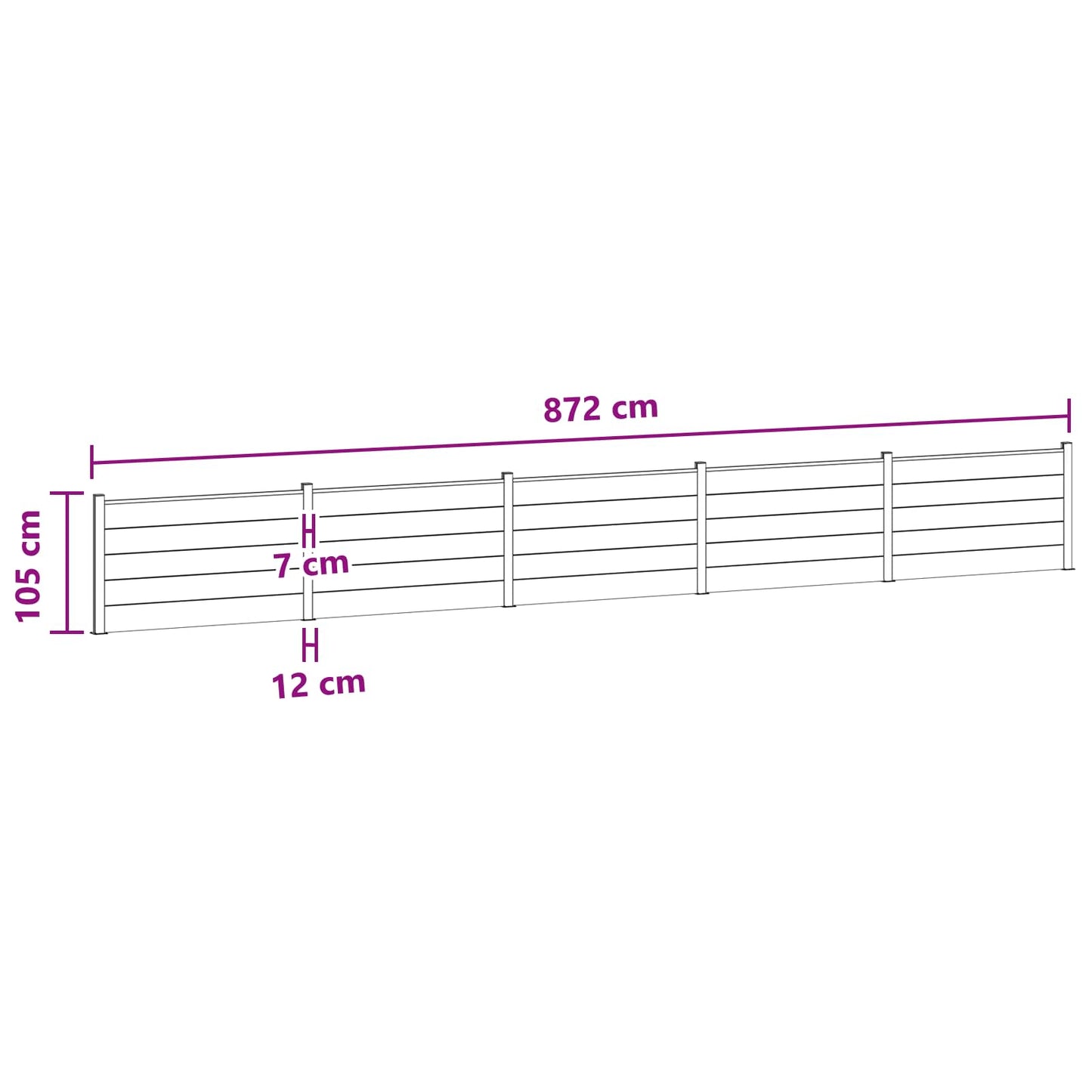 Fence Panel 5 pcs WPC and Aluminium Black