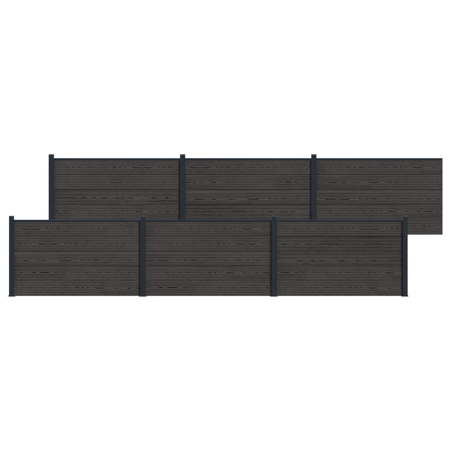 Fence Panel 6 pcs WPC and Aluminium Black