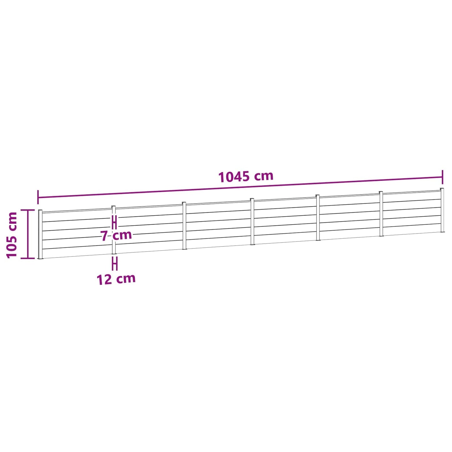 Fence Panel 6 pcs WPC and Aluminium Black