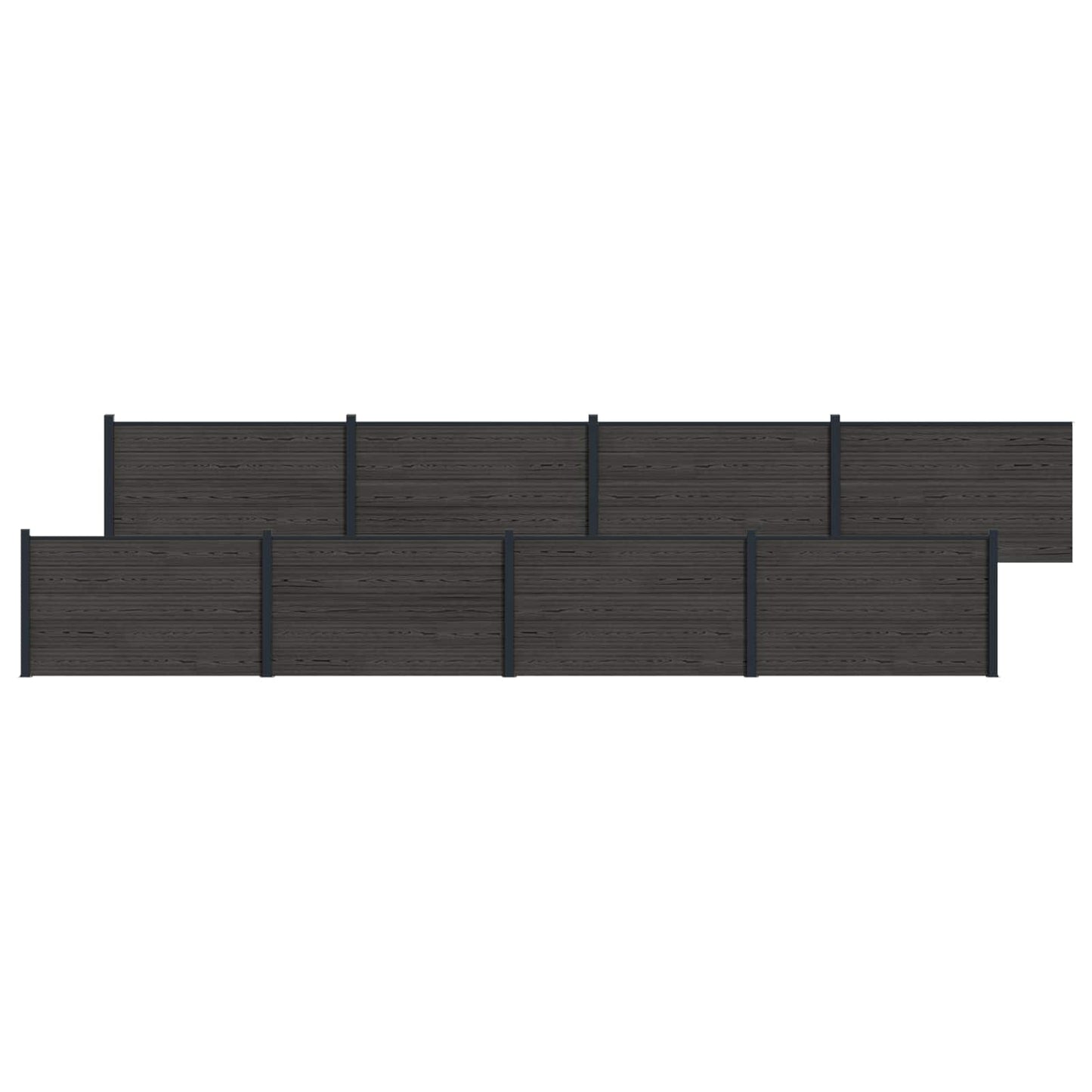 Fence Panel 8 pcs WPC and Aluminium Black
