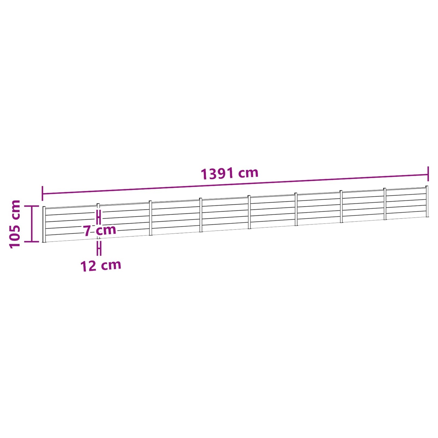 Fence Panel 8 pcs WPC and Aluminium Black