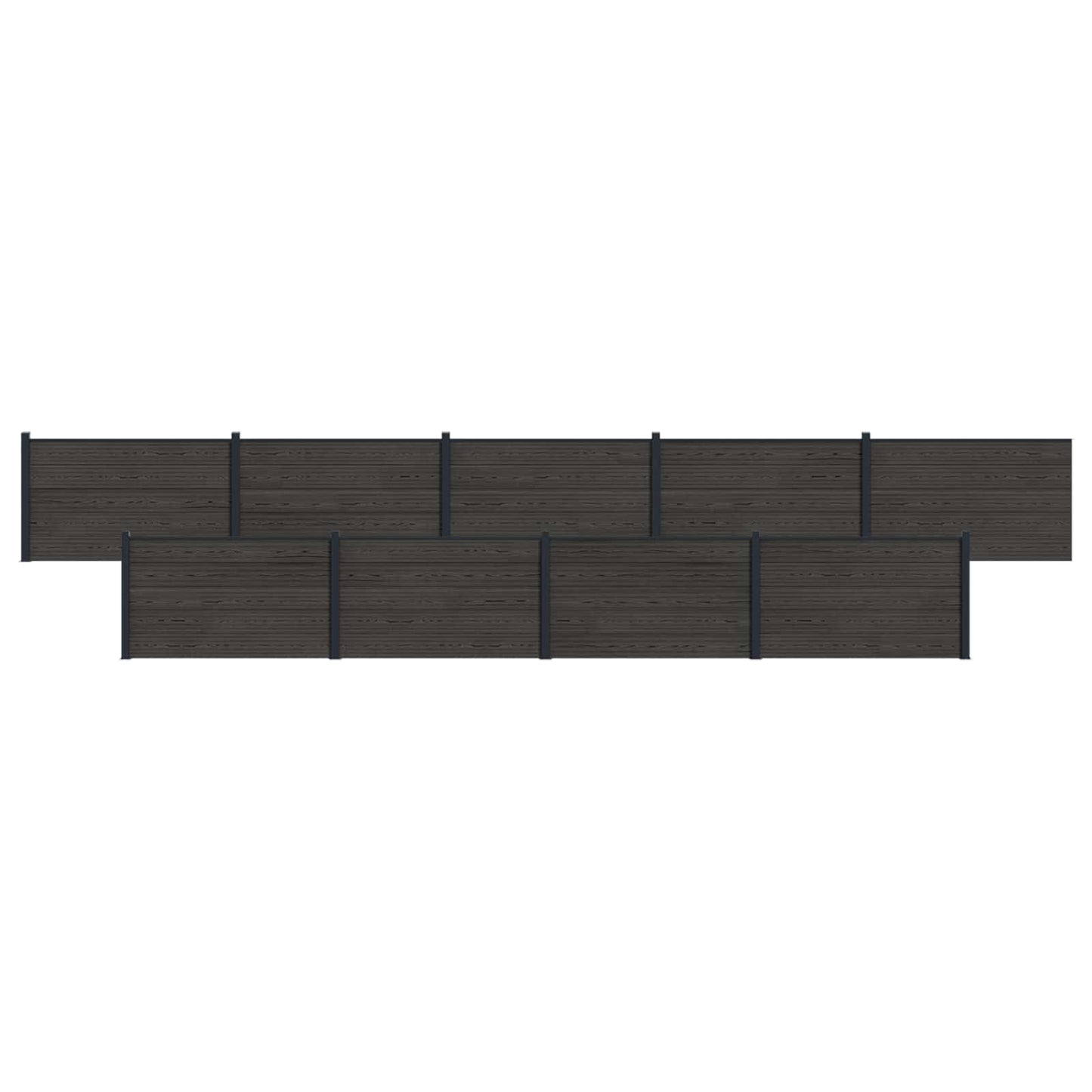 Fence Panel 9 pcs WPC and Aluminium Black