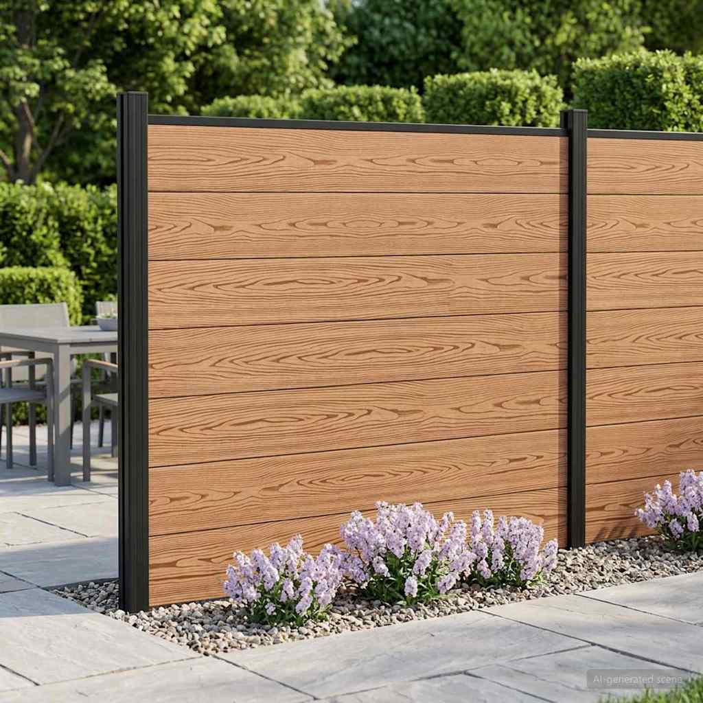 Fence Panel 8 pcs WPC and Aluminium Brown