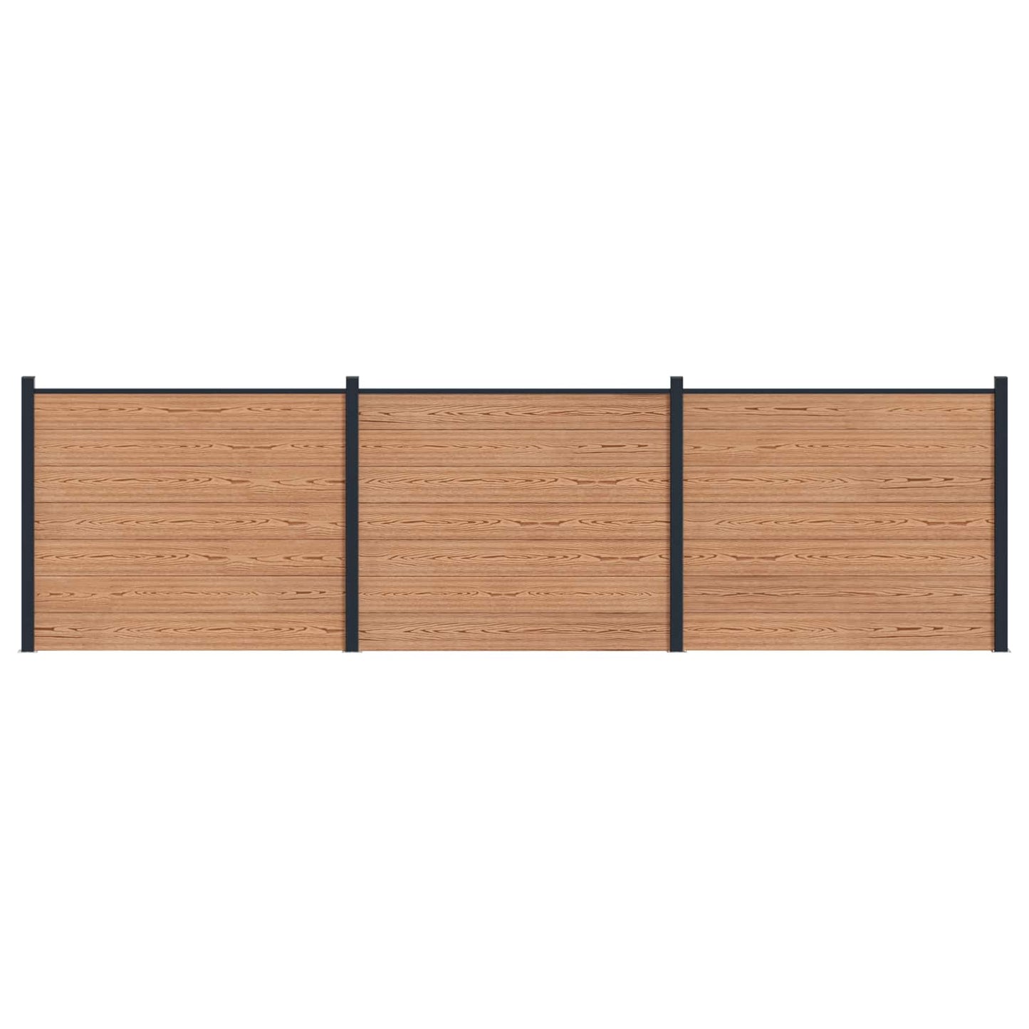 Fence Panel 3 pcs WPC and Aluminium Brown