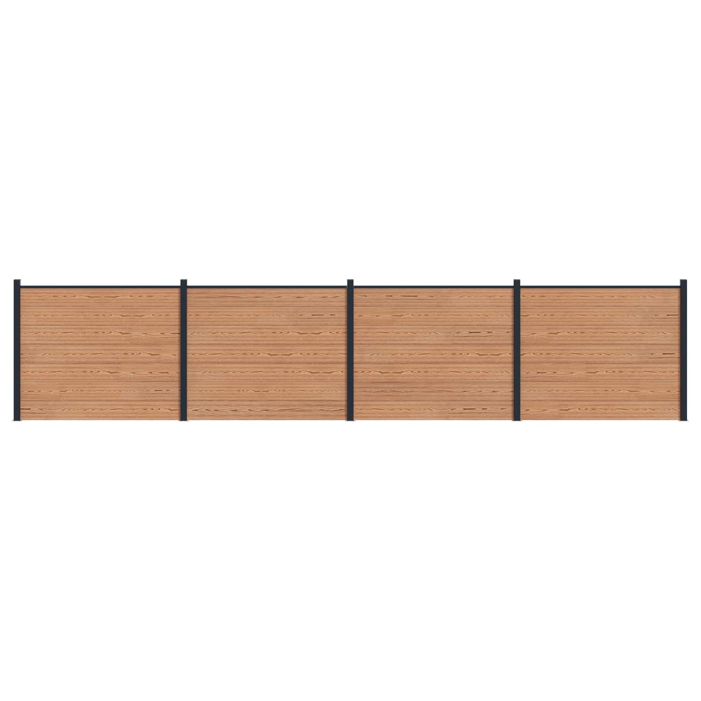 Fence Panel 4 pcs WPC and Aluminium Brown