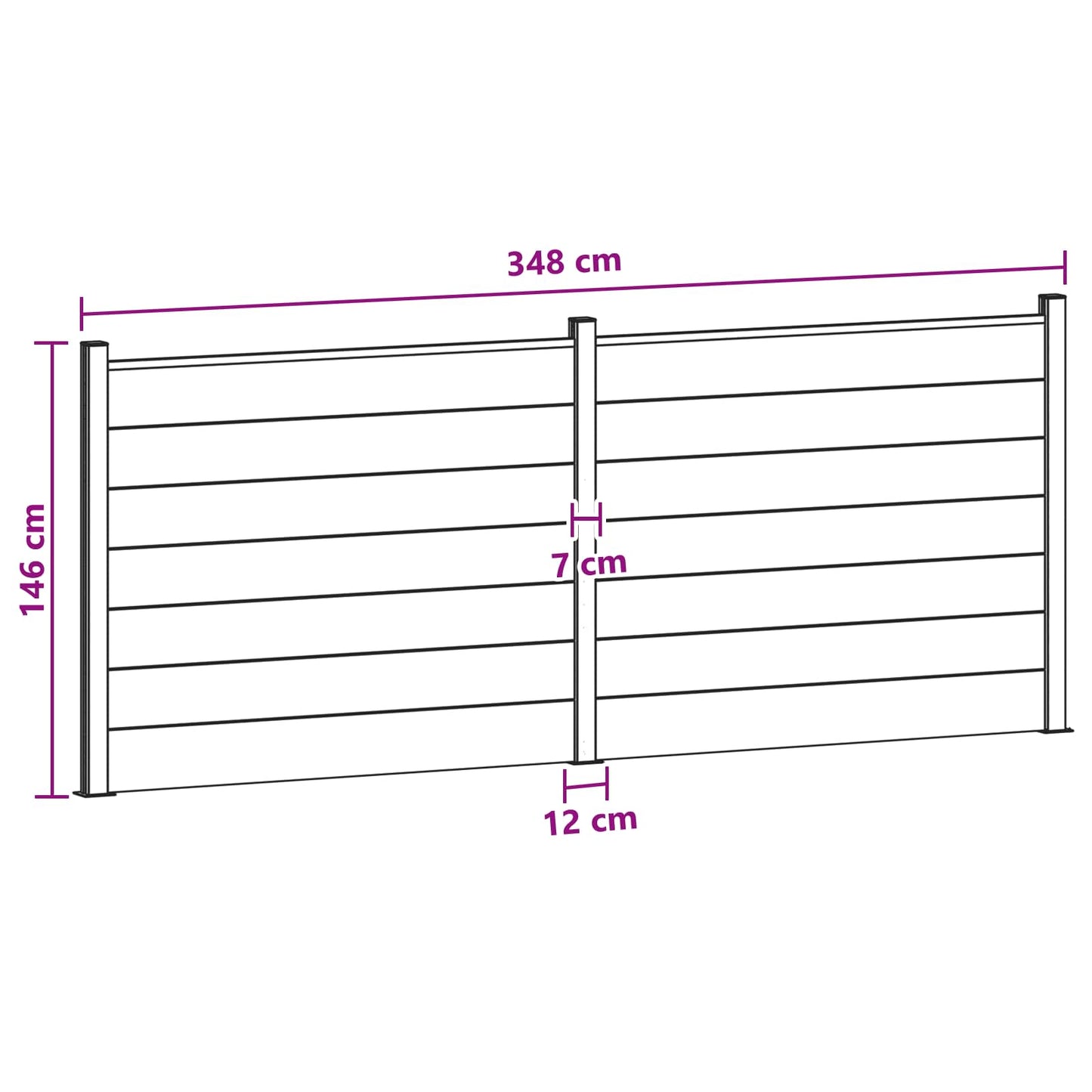 Fence Panel 2 pcs WPC and Aluminium Grey